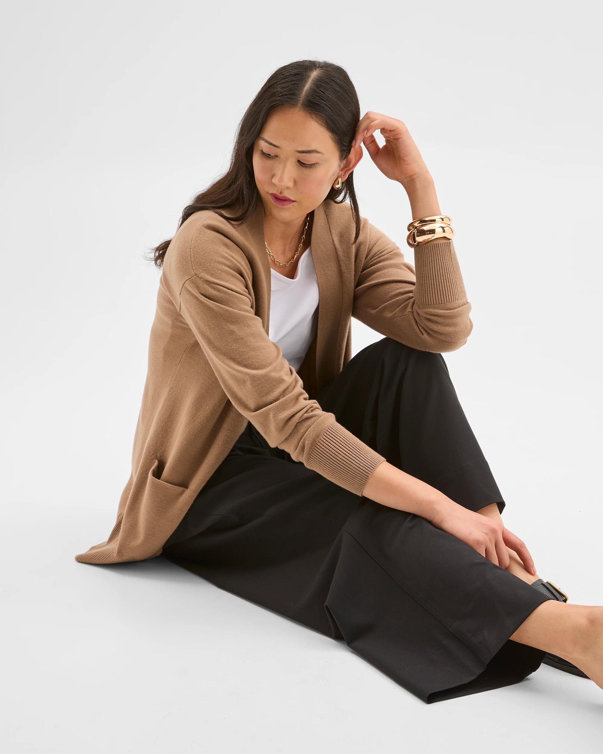 8 Preview Long Sleeve Edge To Edge Cardigan WARM SEPIA, 8 of 8