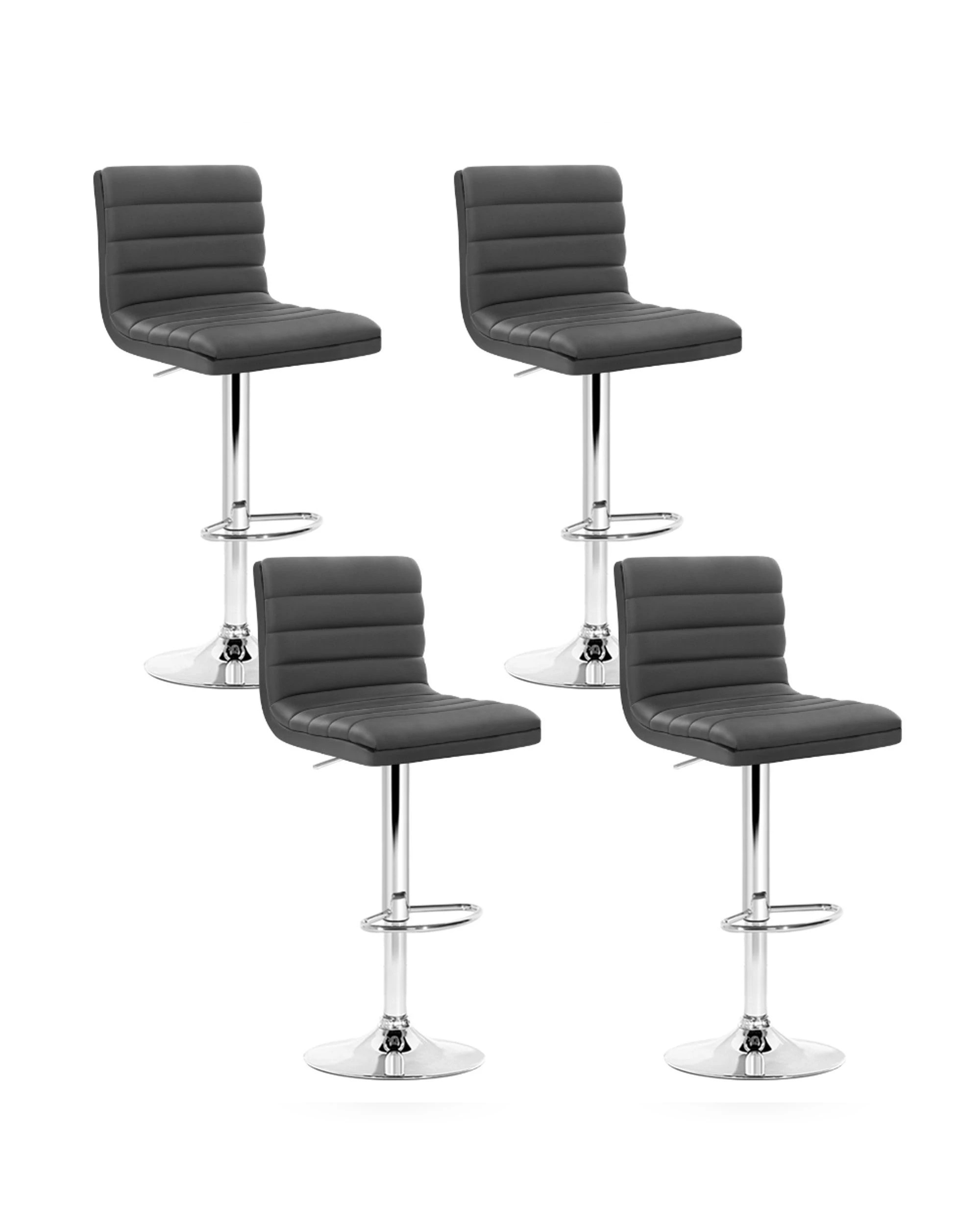1 Artiss 4x Bar Stools Padded Leather Gas Lift - Grey, 1 of 7