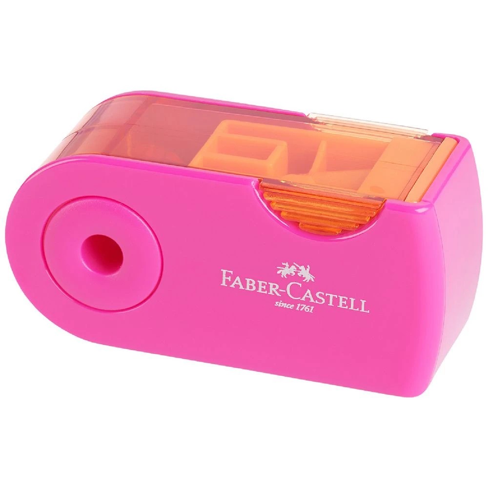 2 Faber-Castell 1 Hole Mini Sharpener with Sleeve Box Pink, 2 of 2