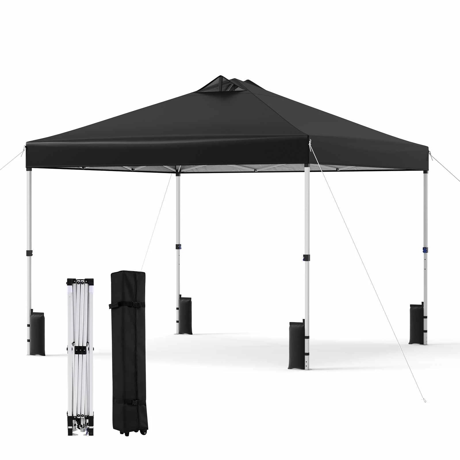 1 Costway 3x3M Pop Up Canopy Tent Instant Gazebo Metal Portable Sunshade Shelter - Black, 1 of 1