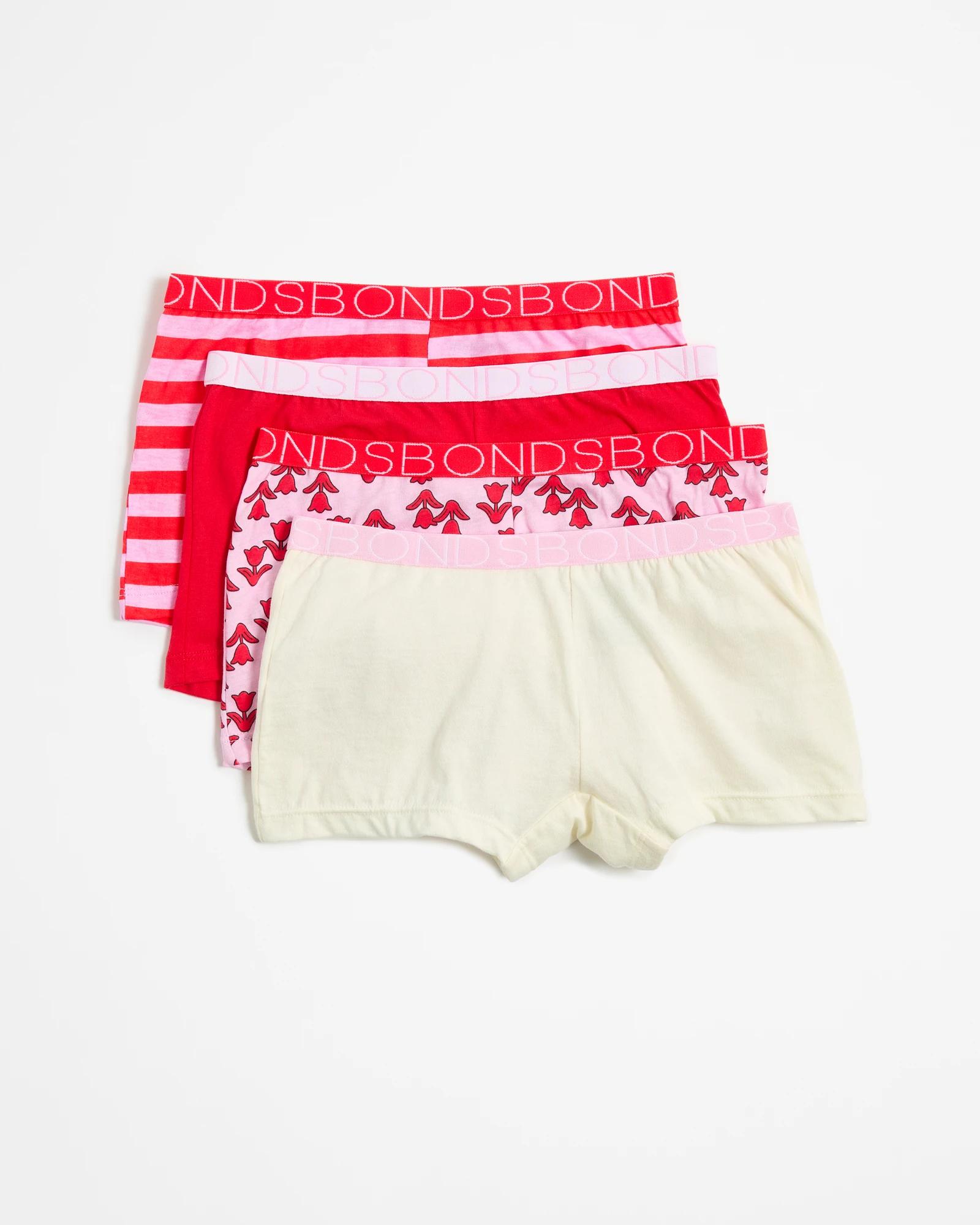 1 Older Girls 4 Pack Shortie - Bonds GUMBALL PINK STRIPE, 1 of 2