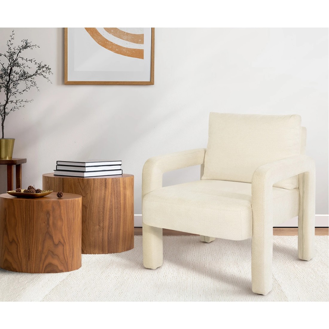 4 Oikiture Armchair Velvet Accent Chairs 1 Seater Lounge Sofa Chair - Beige, 4 of 10