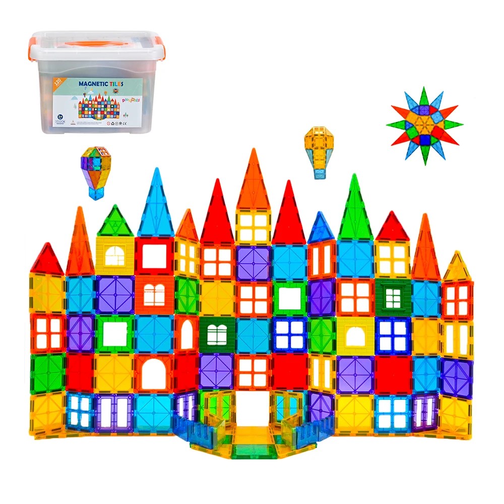 1 Playpals Kids Magnetic Tiles Blocks Building Educational Toys Child Gift 120PCS - Multi, 1 of 3