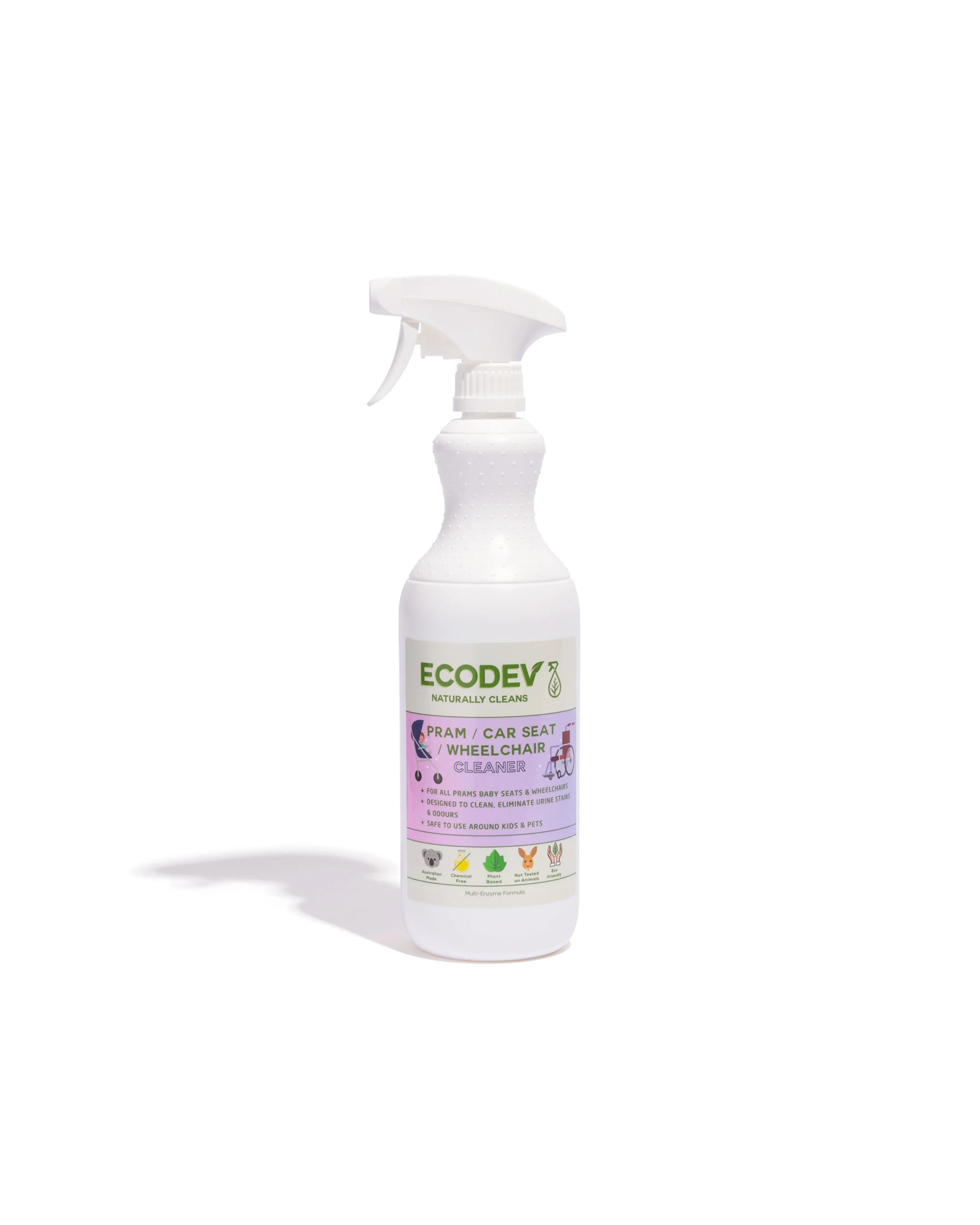 1 Ecodev Pram Car Seat Wheelchair Cleaner Multi-Enzyme PH Neutral 750mL, 1 of 1