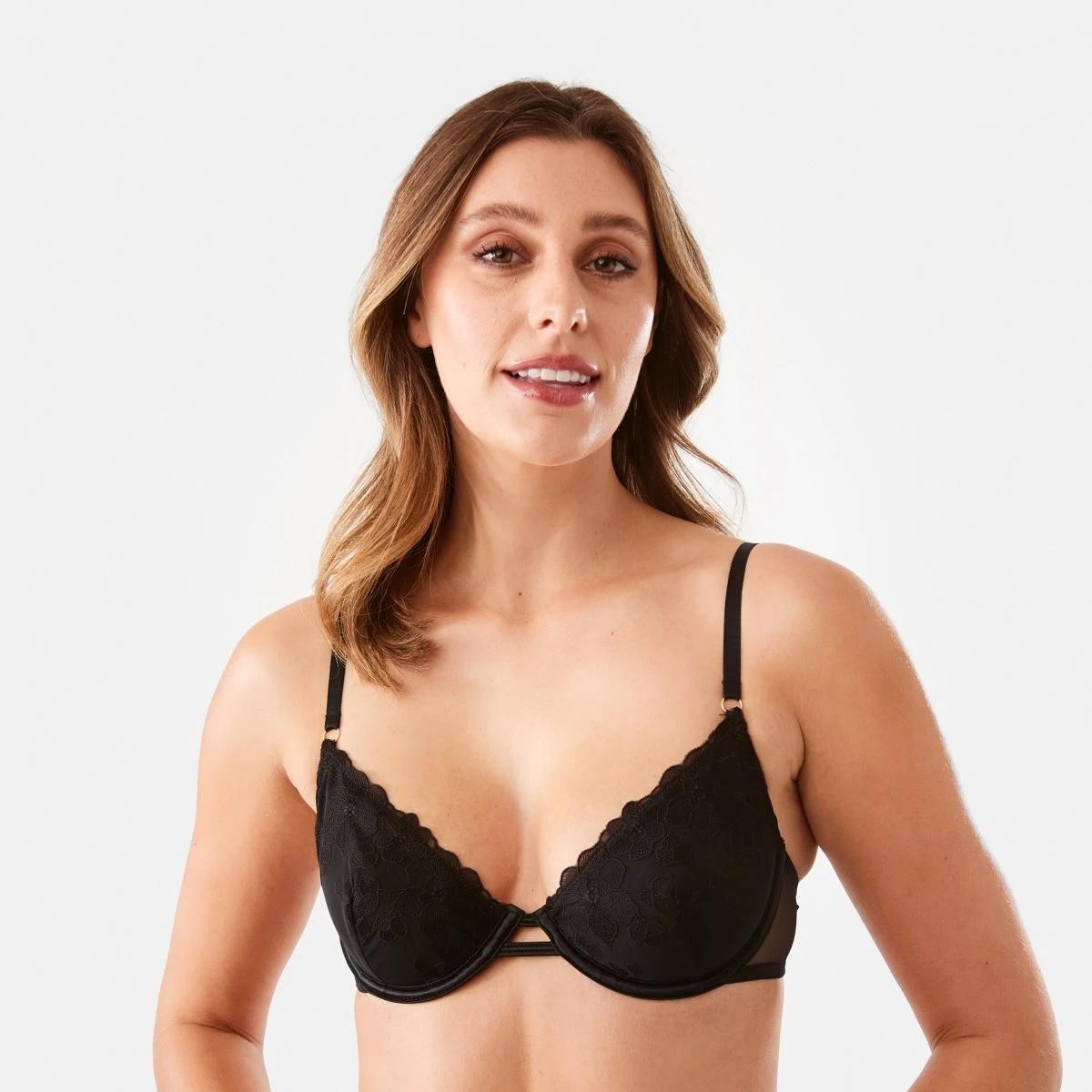 1 Co-ordinated Soft Cup Mesh Underwire Bra Black, 1 of 7