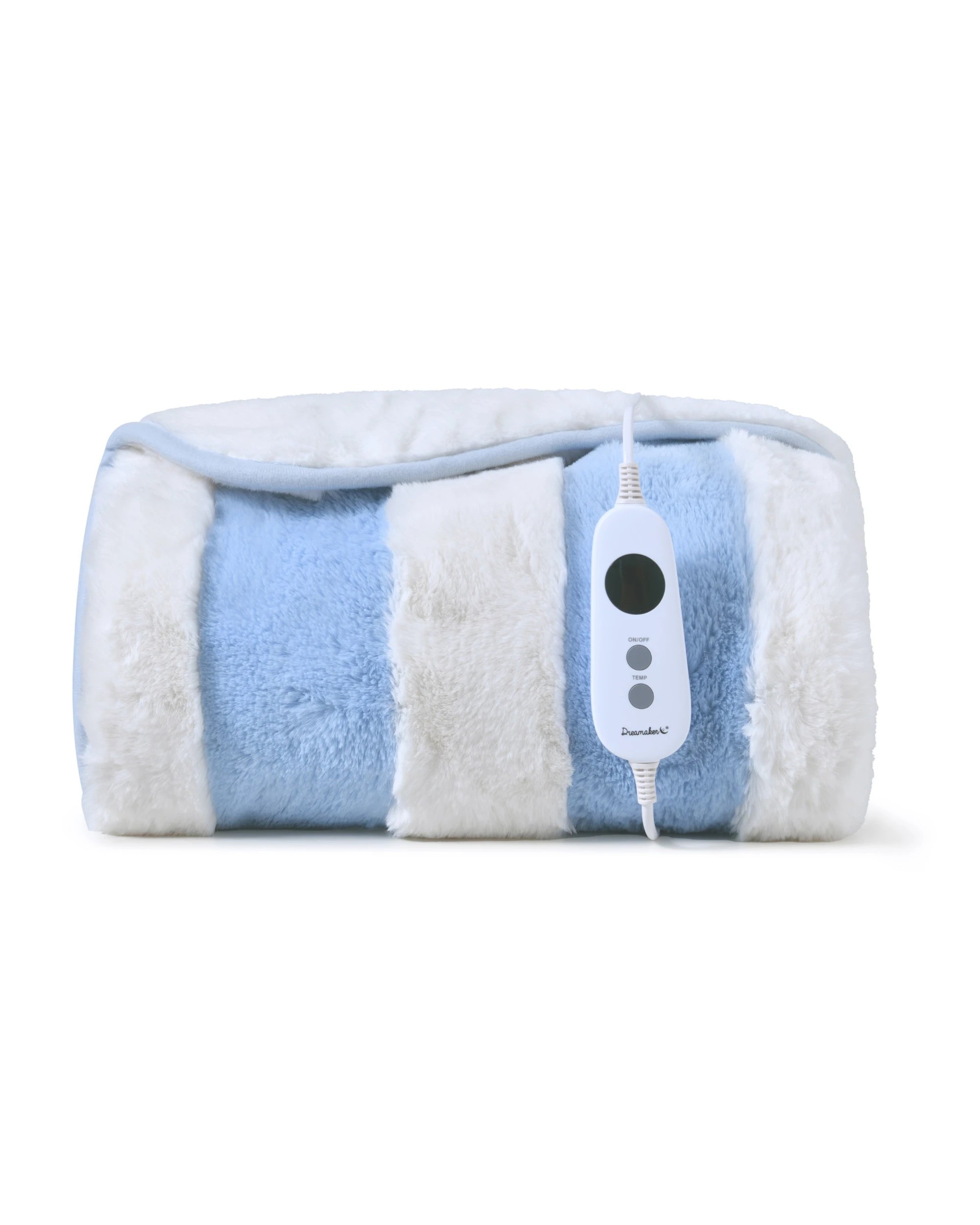 2 Dreamaker Denver Carved Stripe Faux Fur Heated Throw 130x160cm - Sky, 2 of 9