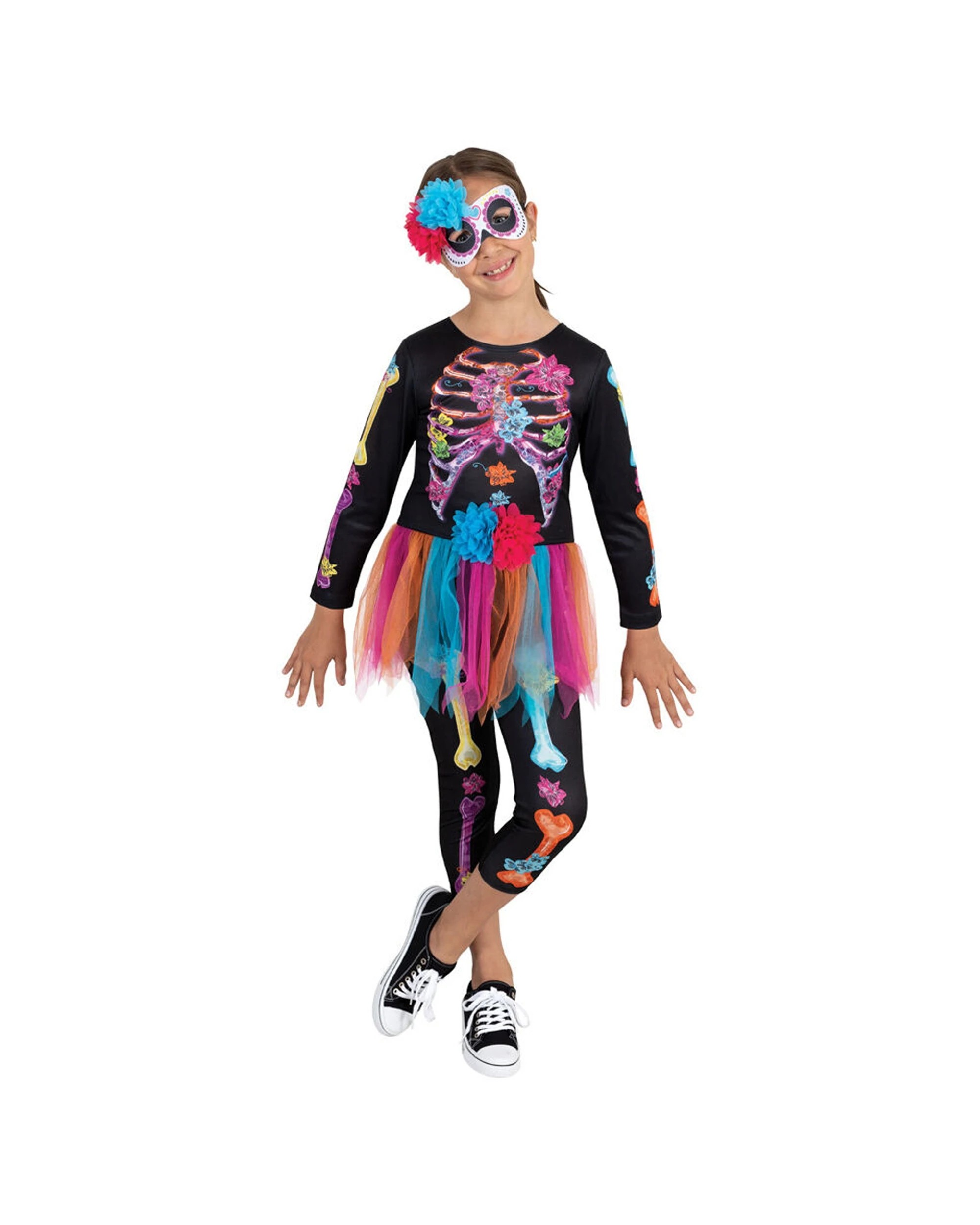 1 Rubies Skeleton Girl Neon Girls Dress Up Kids Costume L - Multi, 1 of 3