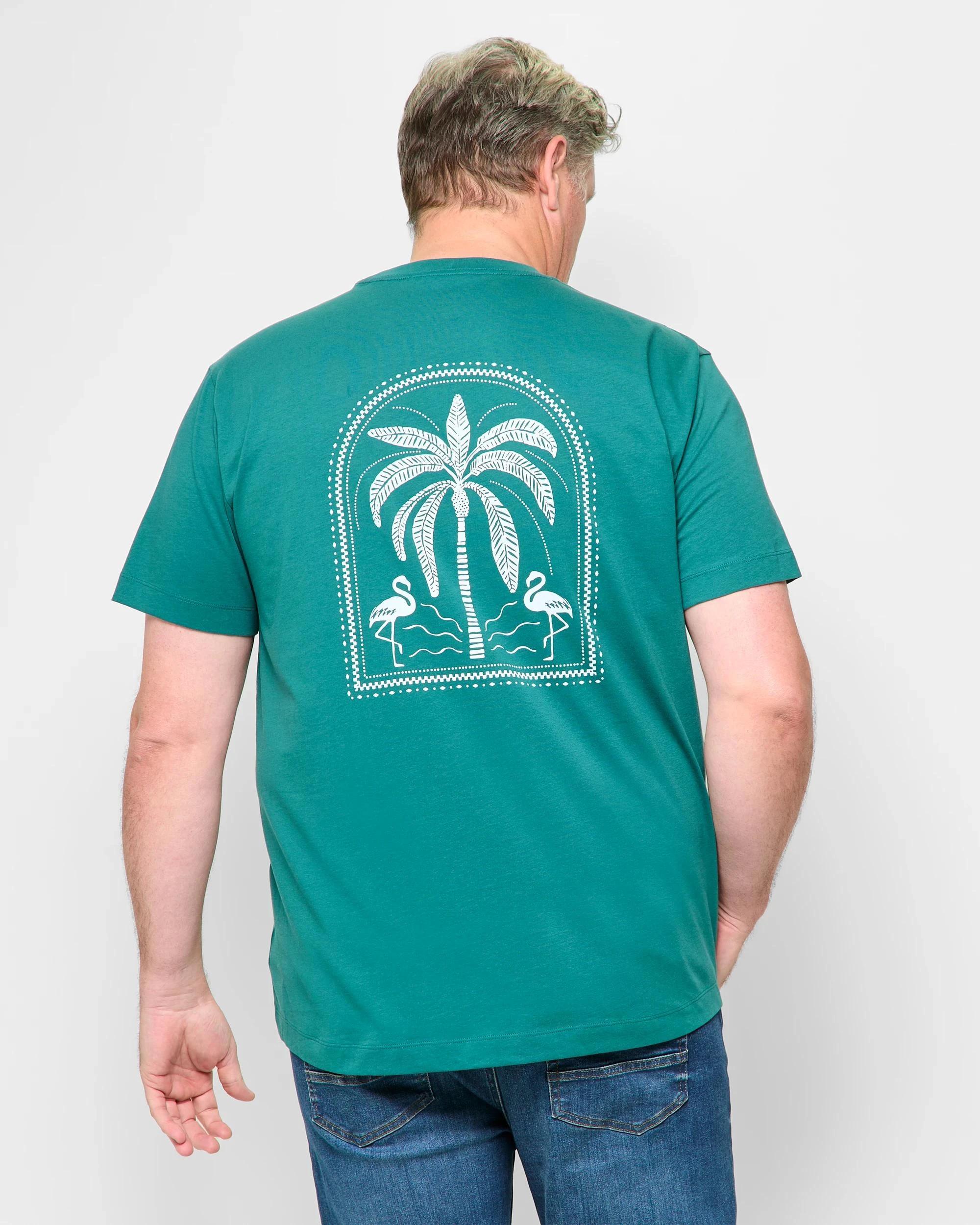 4 Target Man Plus Plus Size Australian Cotton Palm Print T-Shirt TEAL, 4 of 5