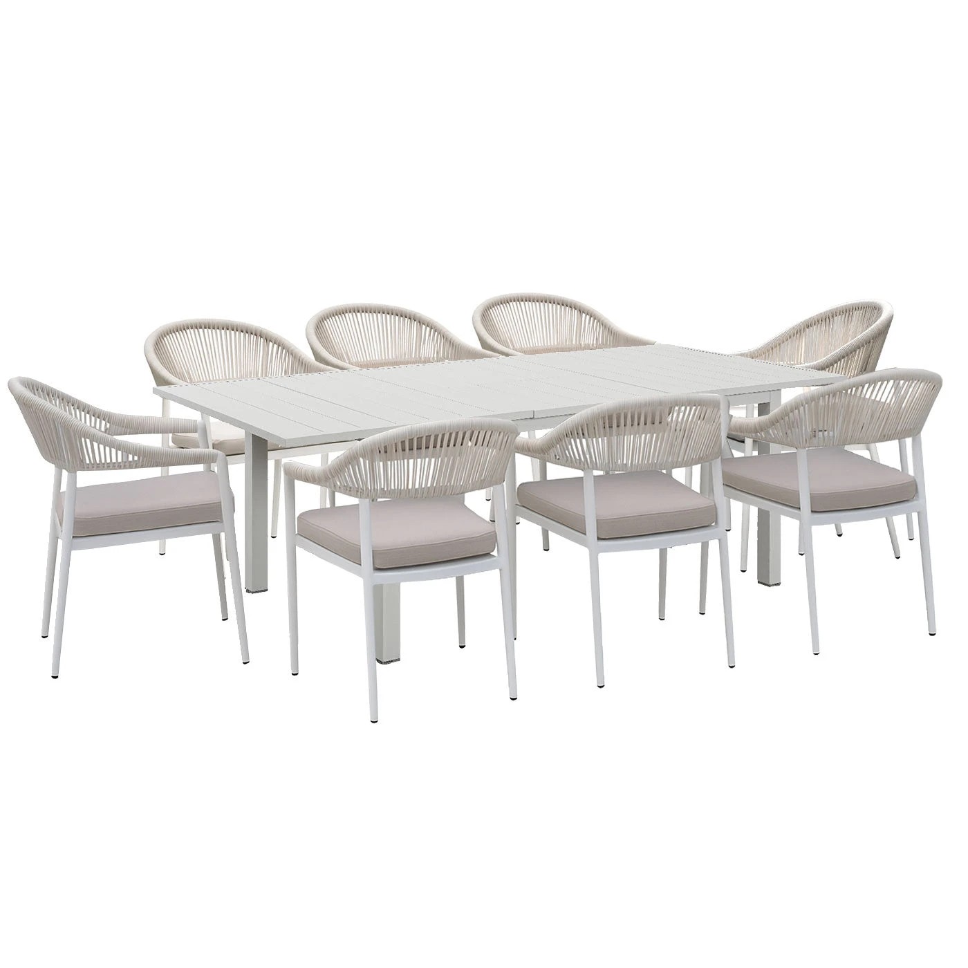 1 Moda Living Mornington 9-Piece White Outdoor Dining Set with Fraser Chairs - White, 1 of 10
