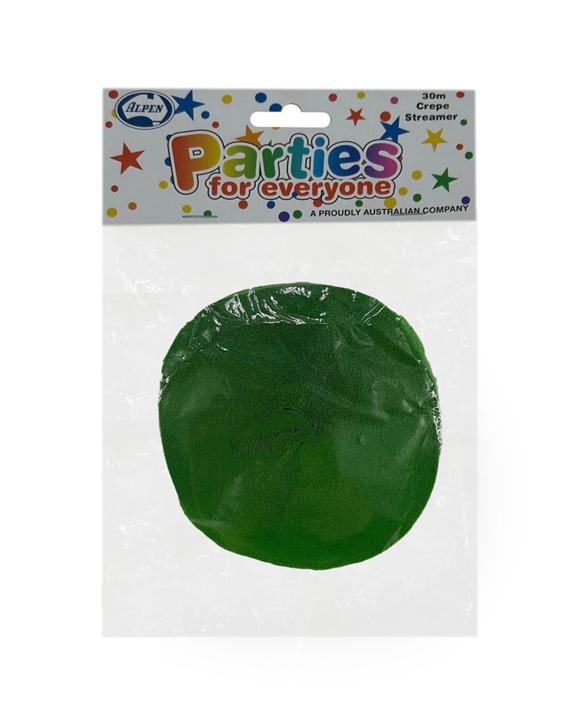 Alpen Paper Crepe Streamer Decoration Accessory 30m Length Party Supply Lime - Green