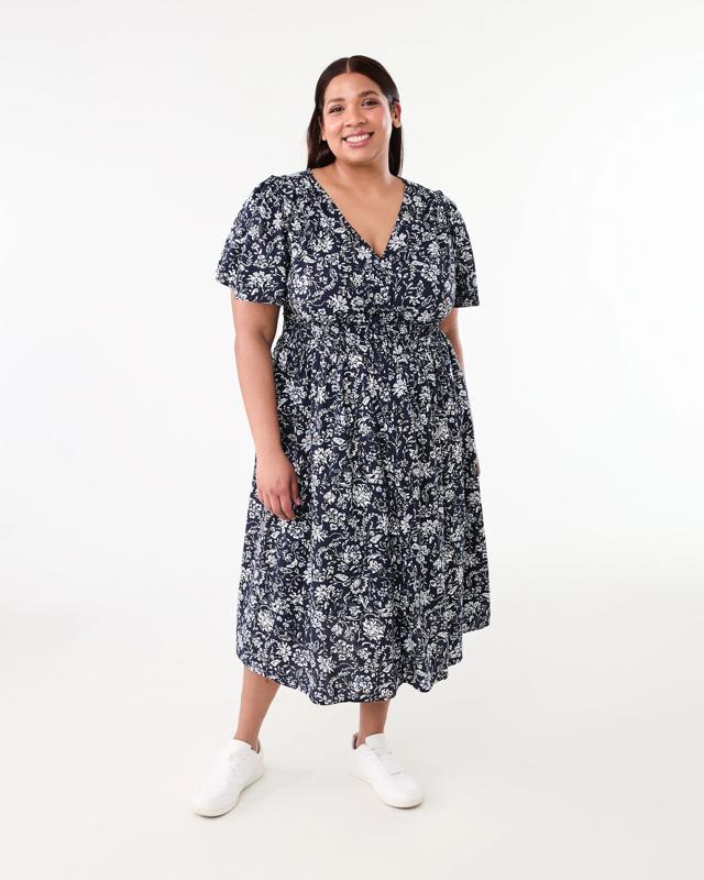 Curve Short Sleeve V-Neck Midi D