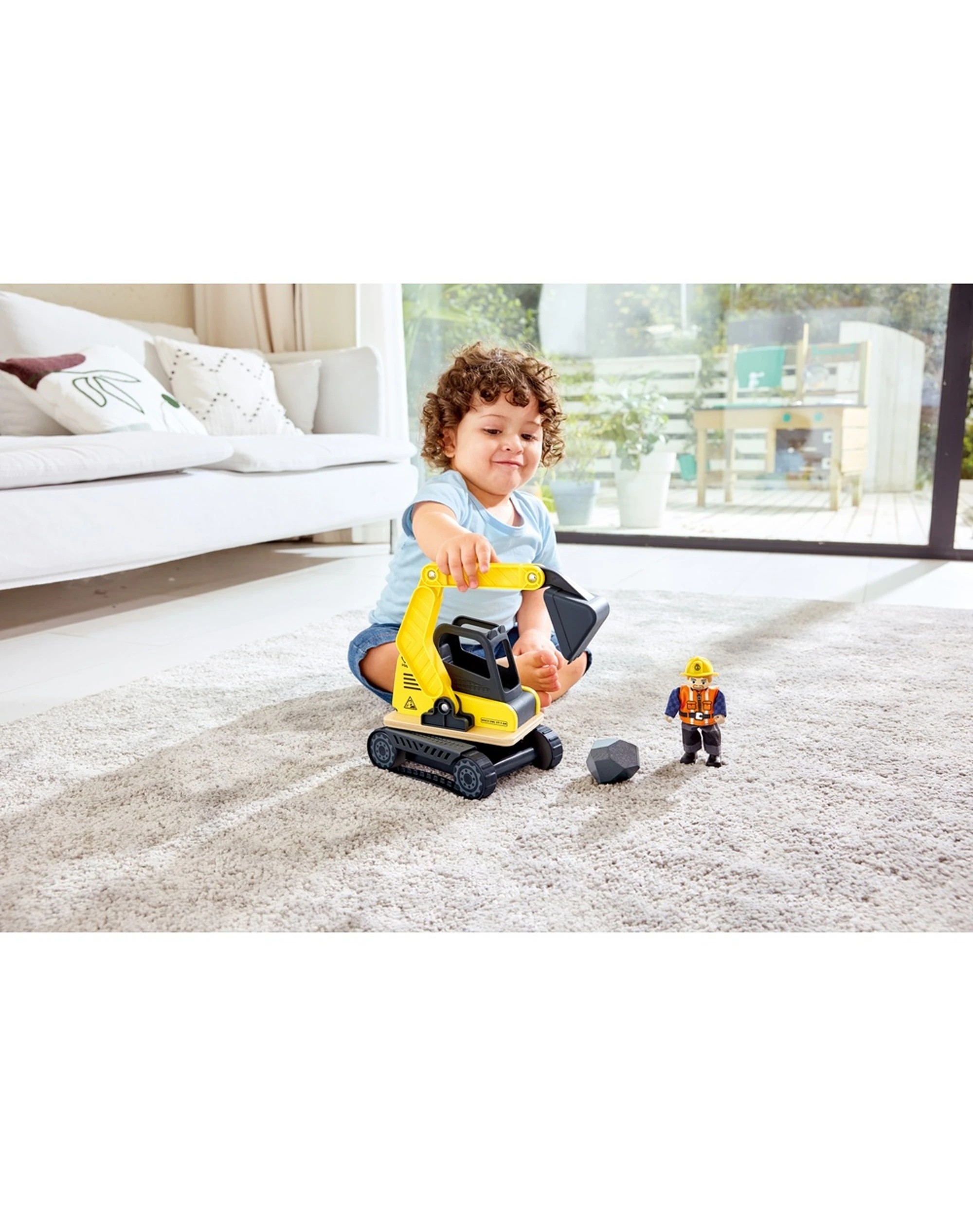 4 Hape Dig N Dump Excavator Rugged Construction Toy Kids 2y Durable Plastic Playset 26cm - Multi, 4 of 5