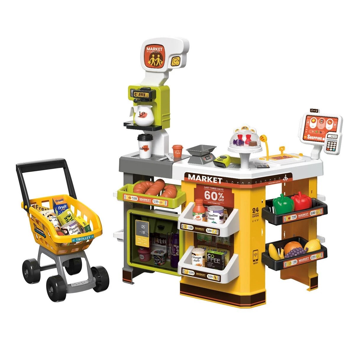 1 AUSWAY Kids Pretend Play Shop Grocery Supermarket Playset, 1 of 4