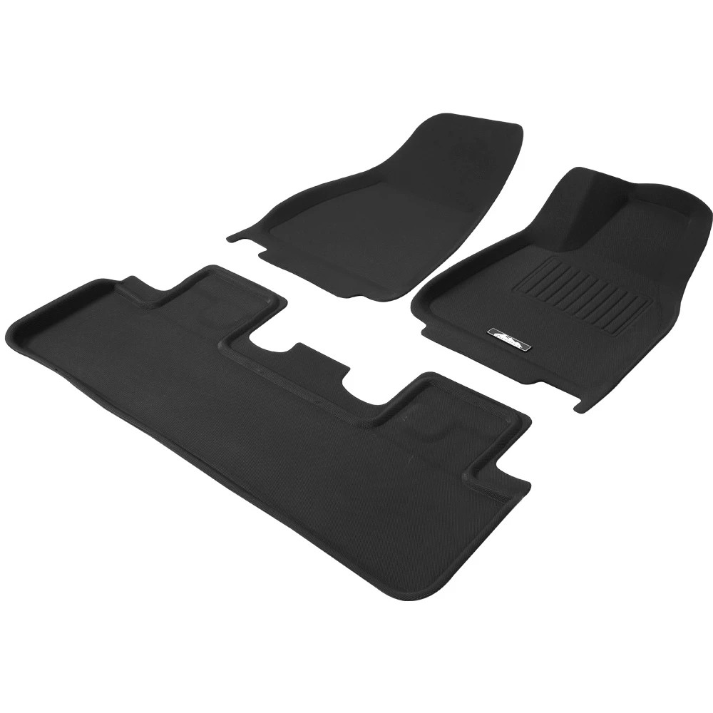 2 Weisshorn Tesla Model Y Rubber Mats Carpets Front Rear Set RHD 21 - Black, 2 of 6