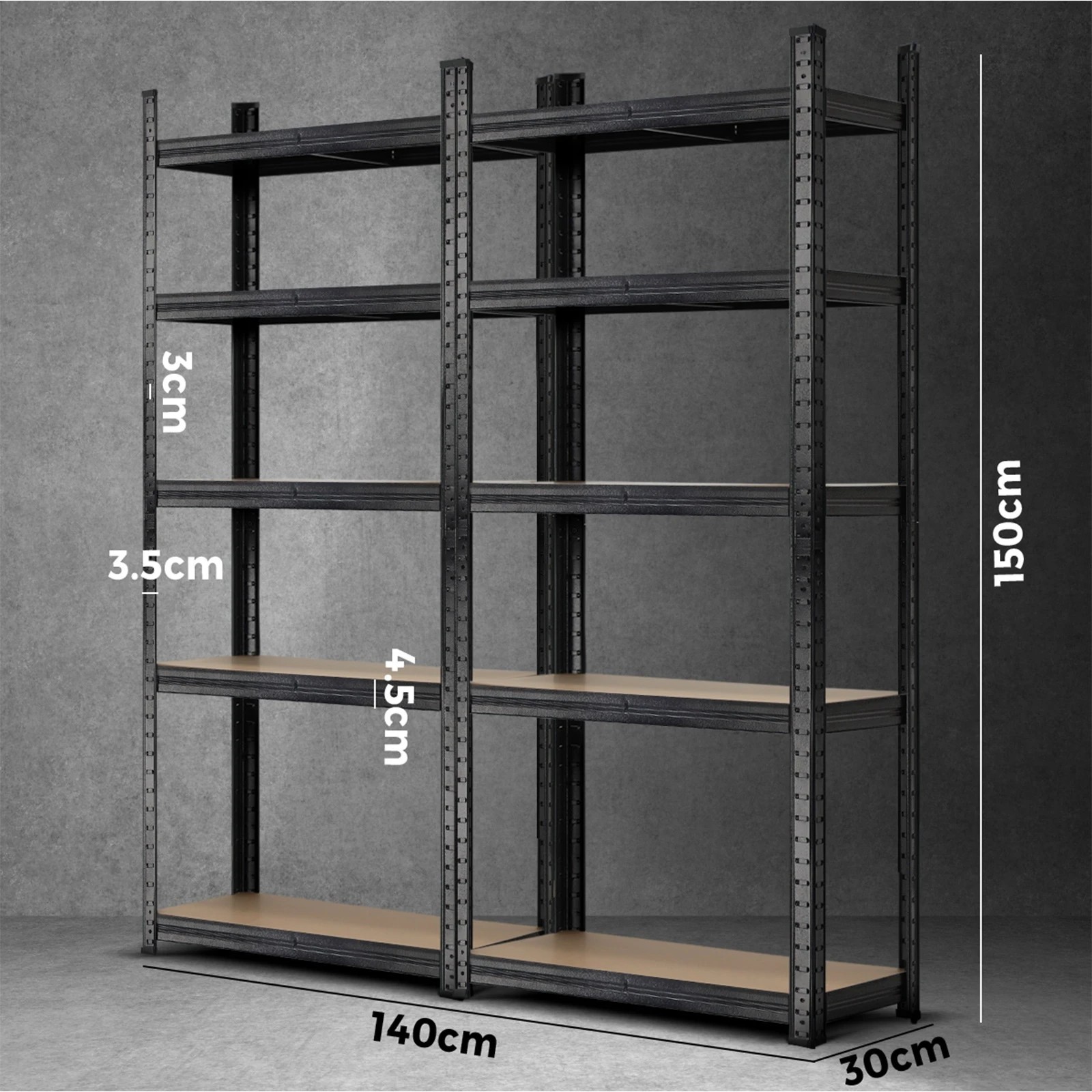 2 Sharptoo Garage Shelving Shelves Warehouse Storage Rack Steel Pallet Shelf 1.5mx2 - Black, 2 of 3