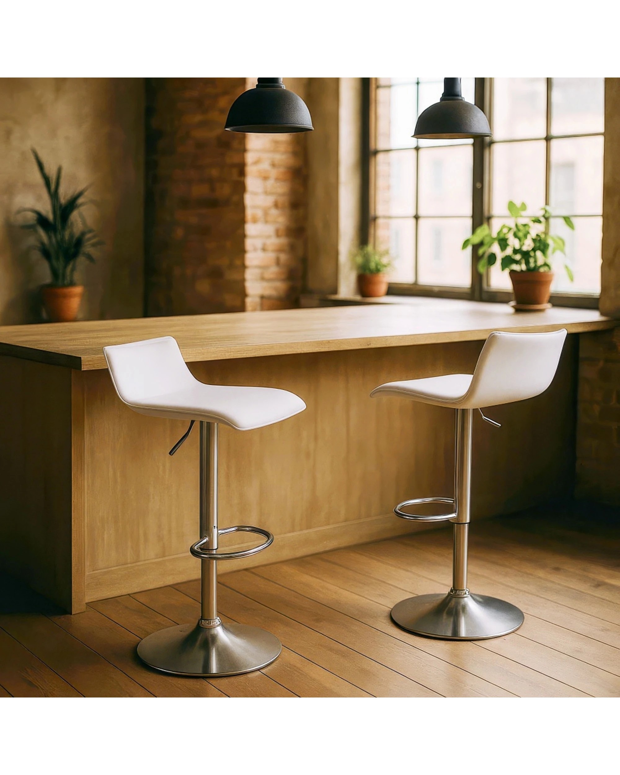 5 Urban Style 2pc Craig Bar Stool Set Gas Lift Chair Furniture - White, 5 of 8