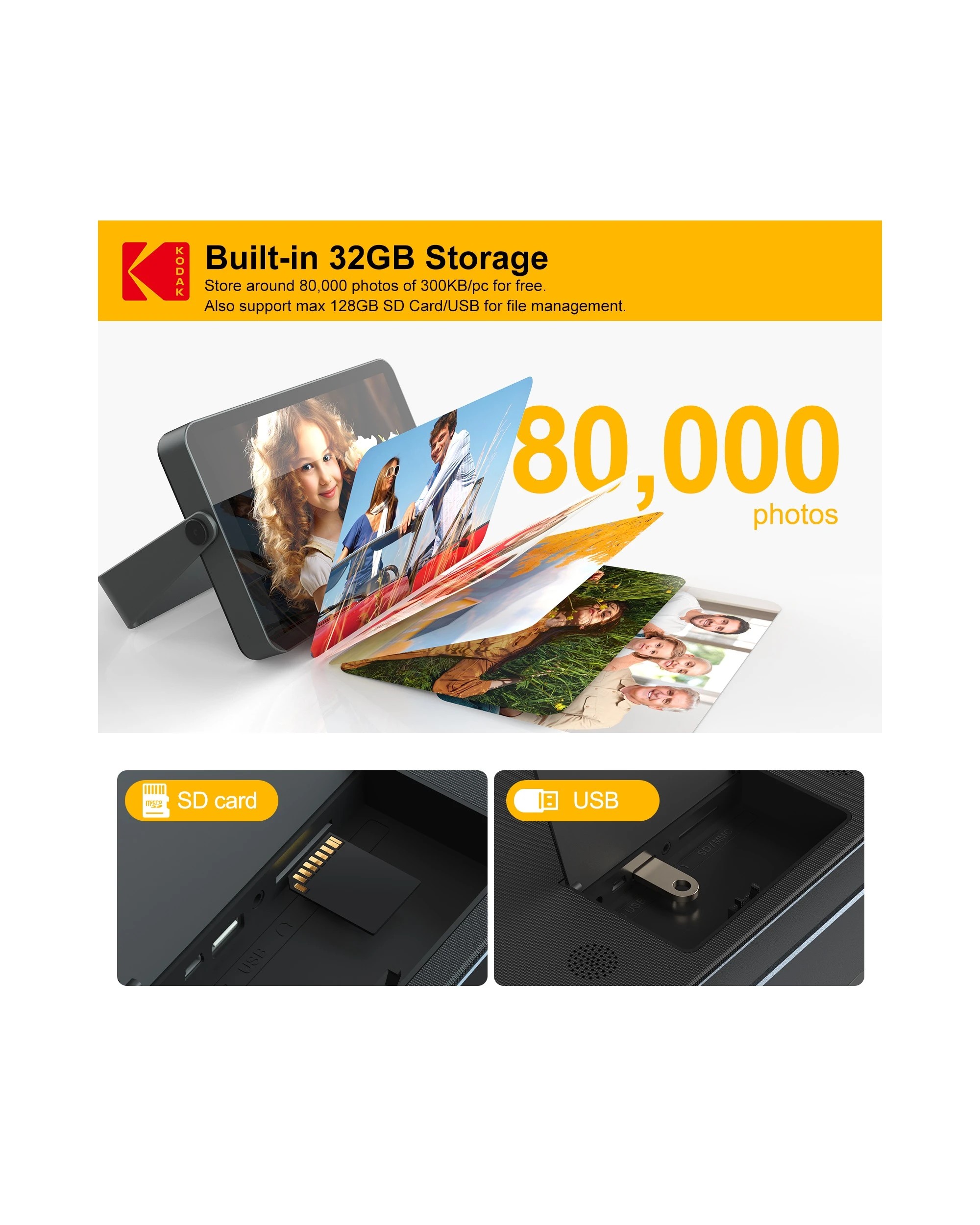 4 Kodak RWF-109 10.1 Inch Rechargeable WiFi Digital Photo Frame 32GB, 4 of 9