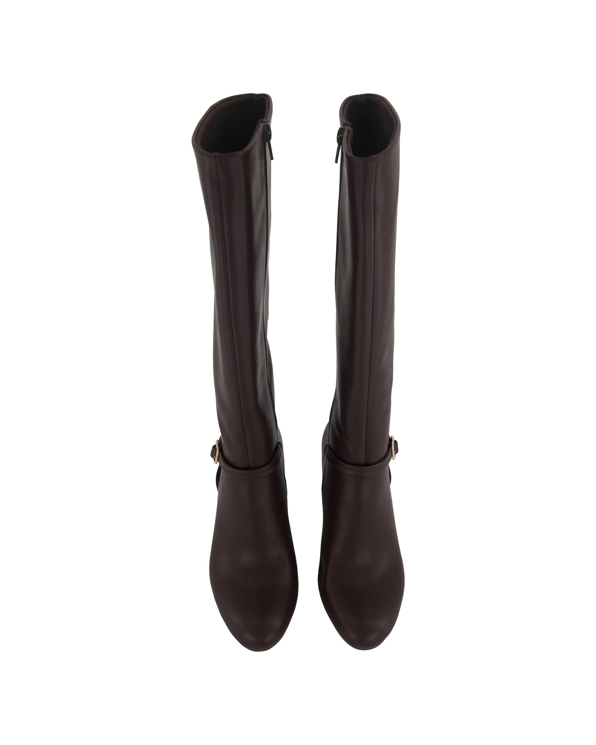 3 High Zip PU Long Boots Bittr Choc, 3 of 5