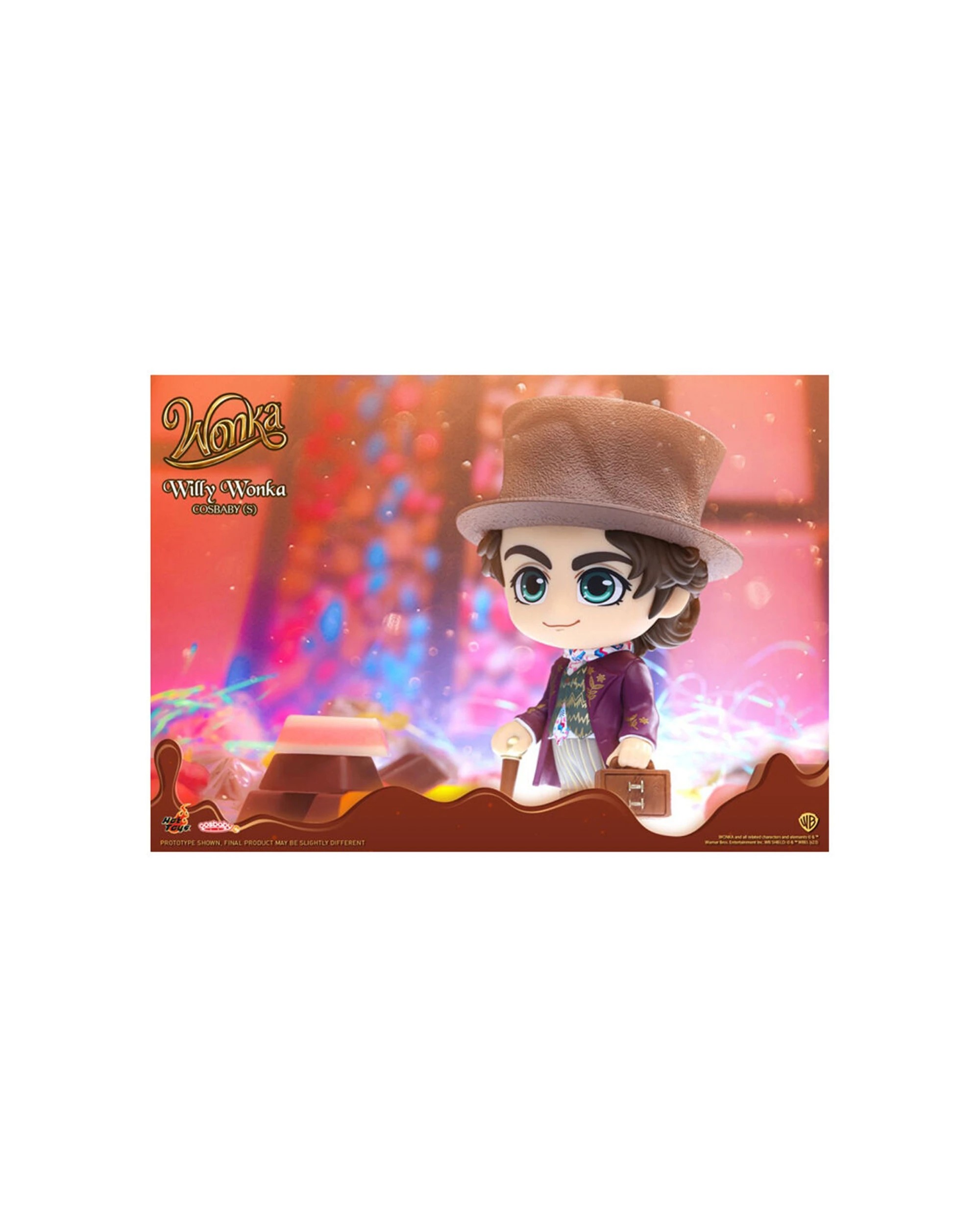 3 WONKA 2023 Willy Wonka 2023 Cosbaby Action Figure 11cm Includes Travel Suitcase - Pink, 3 of 3