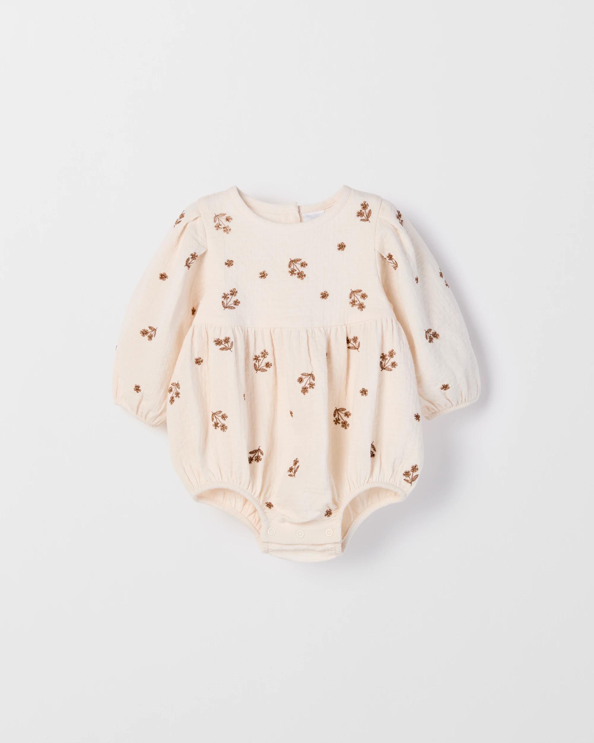 1 Target Baby Baby Long Sleeve Woven Embroidered Romper Suit EMBROIDERED, 1 of 1