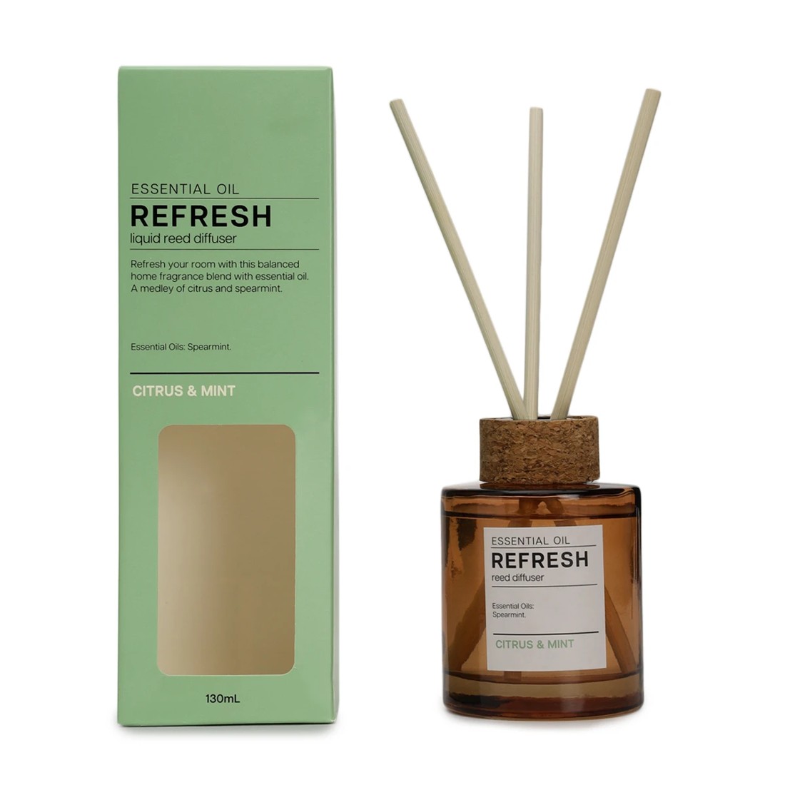 1 Aroma Refresh Citrus and Mint Liquid Reed Diffuser 130ml, 1 of 6