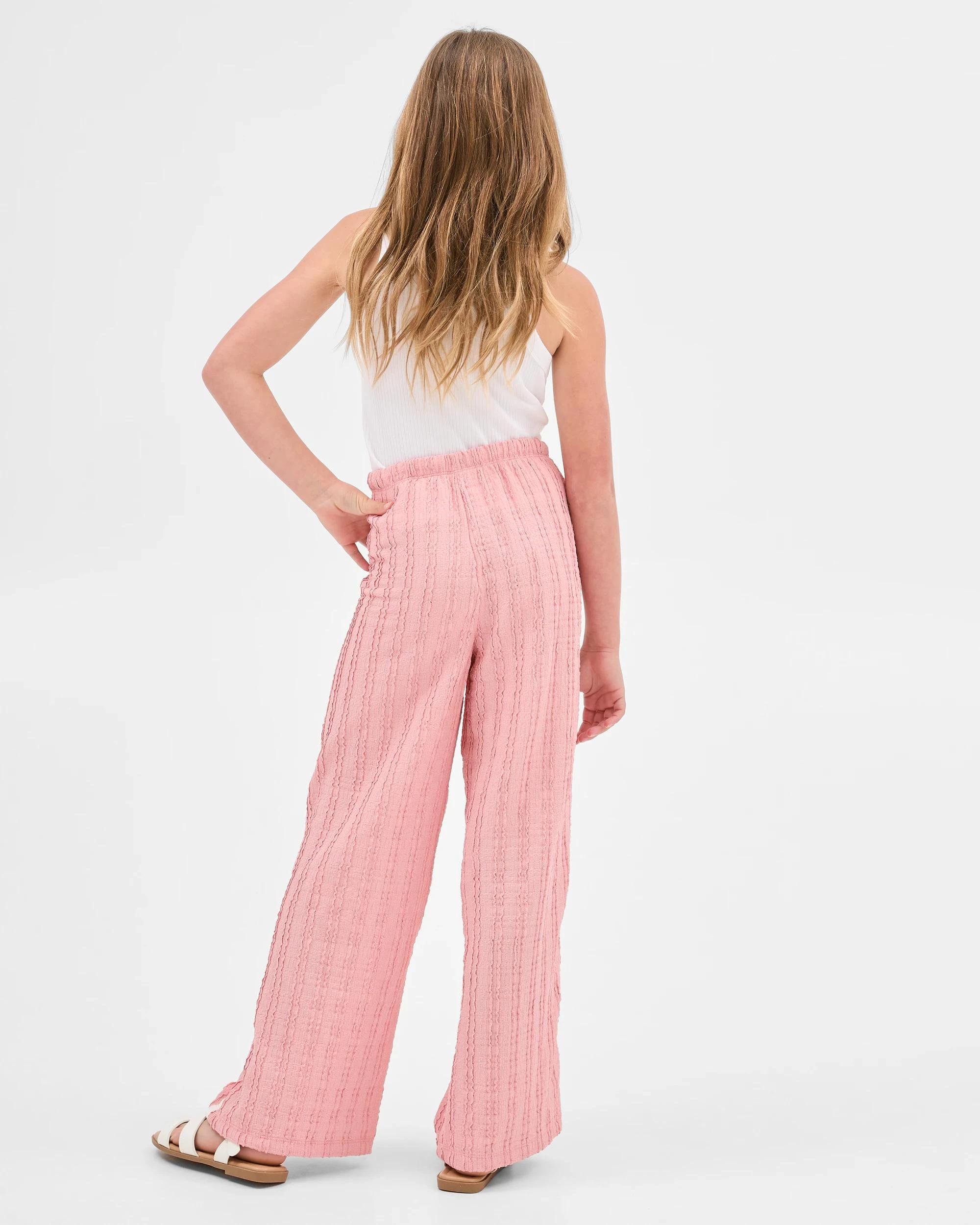 2 Target Older Girls Textured Wide Leg Pants POWDER PINK, 2 of 6