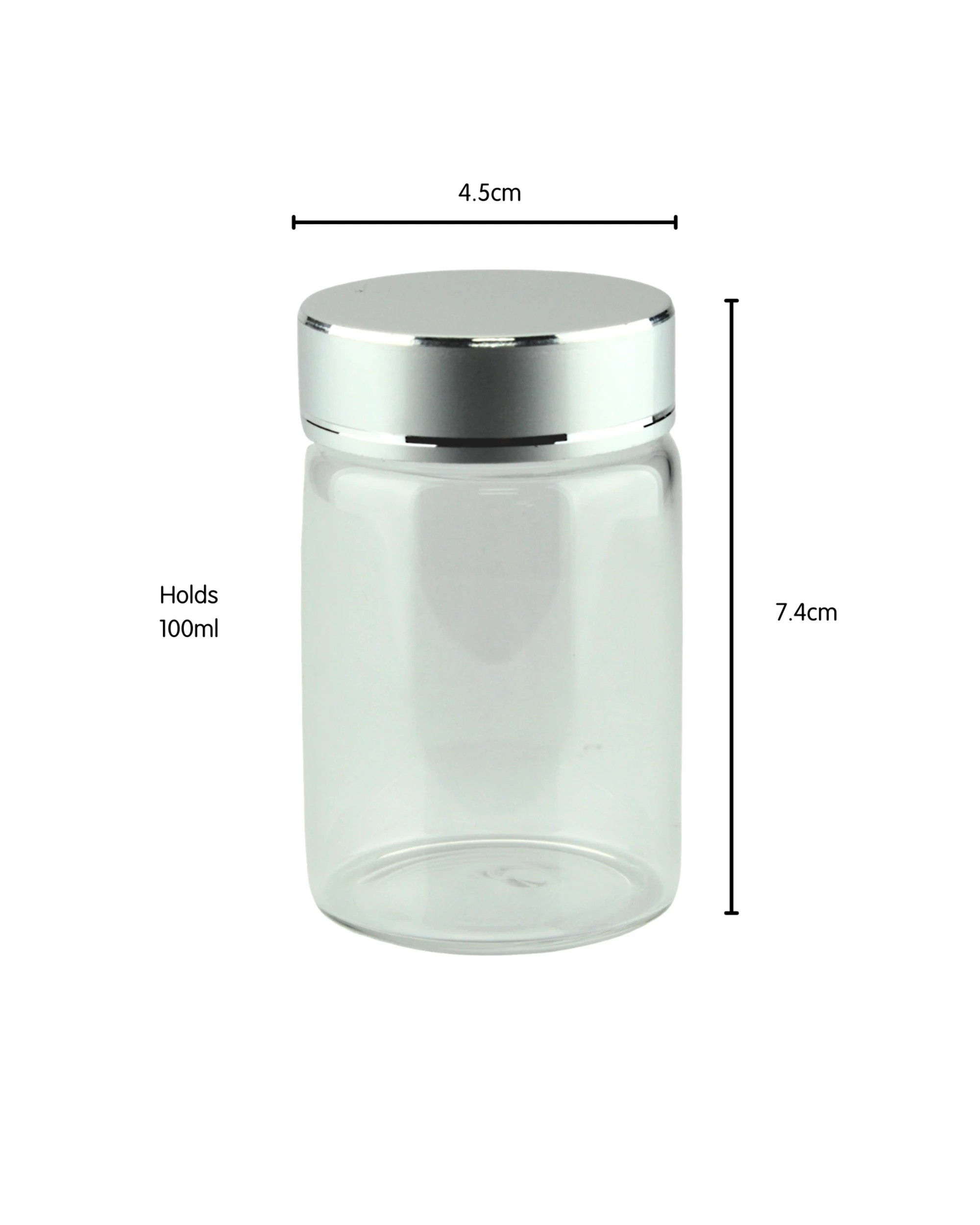 3 Durmaz Glass Round Screw Top Jar 100ml - Clear, 3 of 3