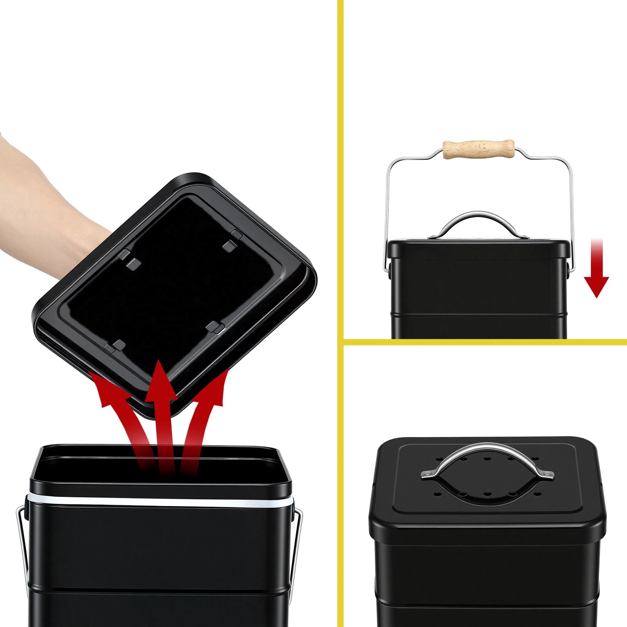 7 Gardeon Kitchen Compost Bin 5L Food Waste Bin - Black, 7 of 9
