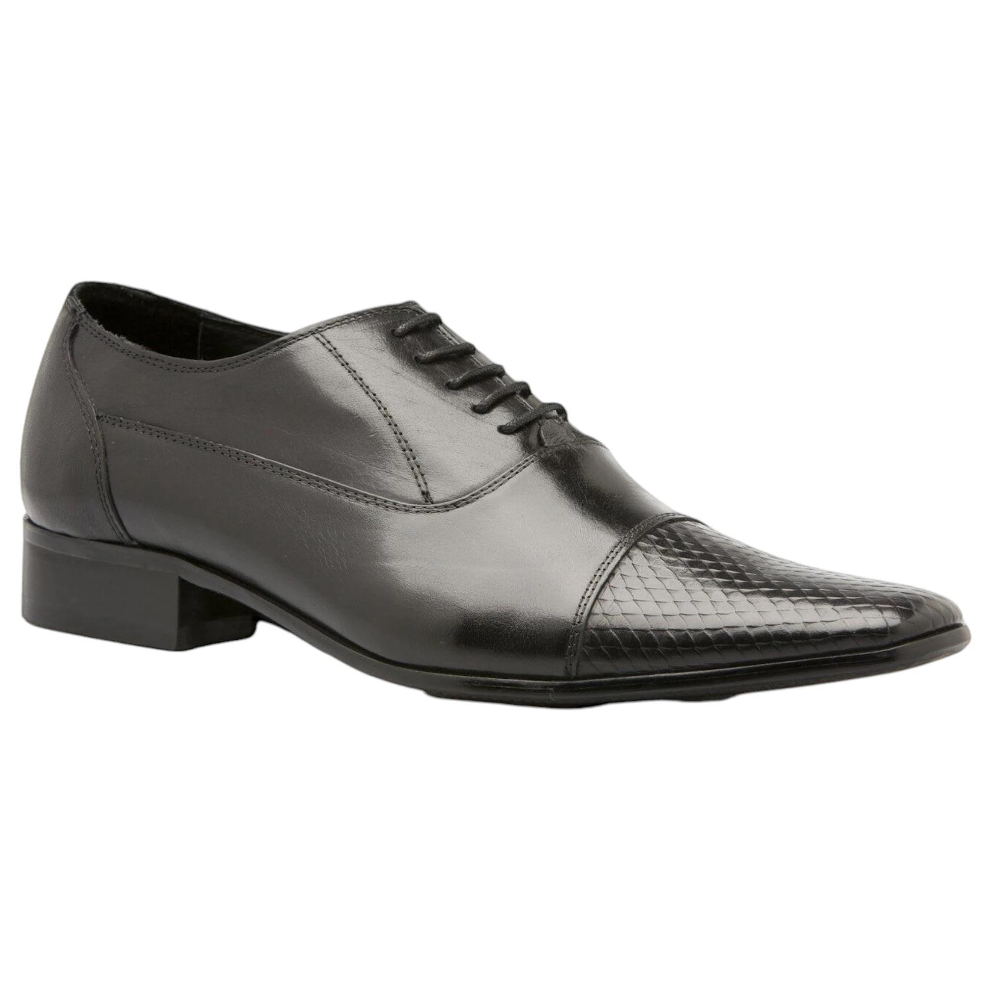 1 Zasel Mens Hayk Dress Leather Lace Up Wedding Formal Shoes BLACK, 1 of 3