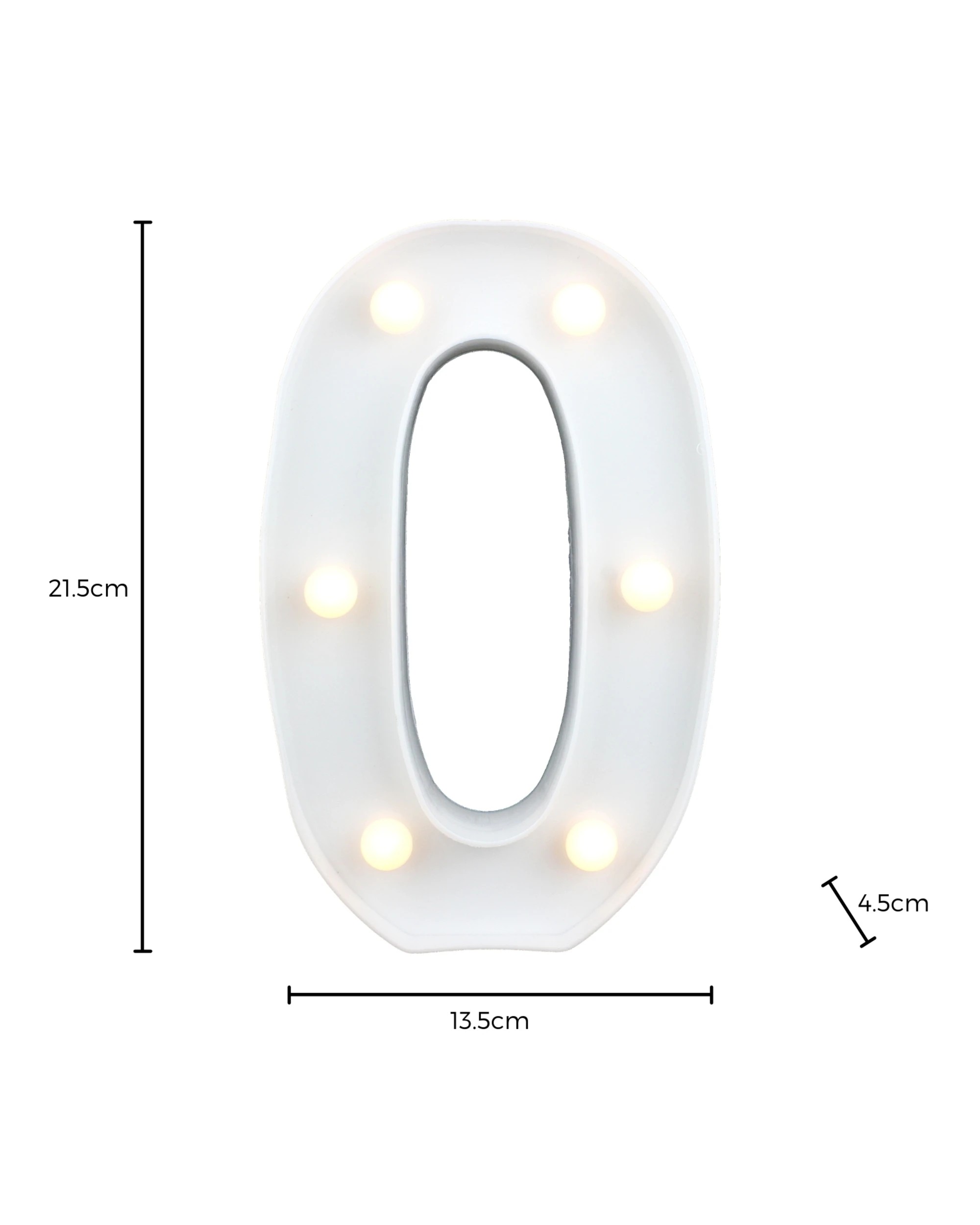 3 Partyrama LED Light Up Number 0 White, 3 of 3