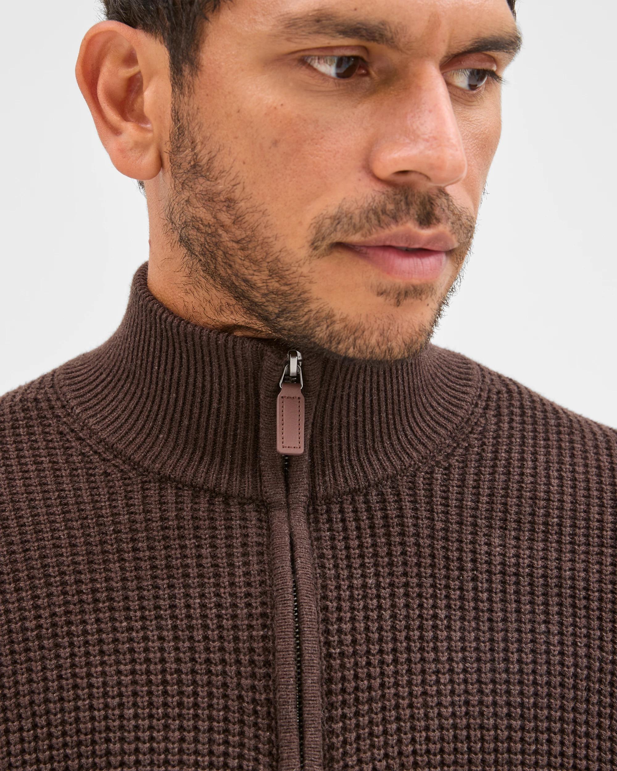 5 Target Man Australian Cotton 1/2 Zip Knit Sweater CHOCOLATE, 5 of 6