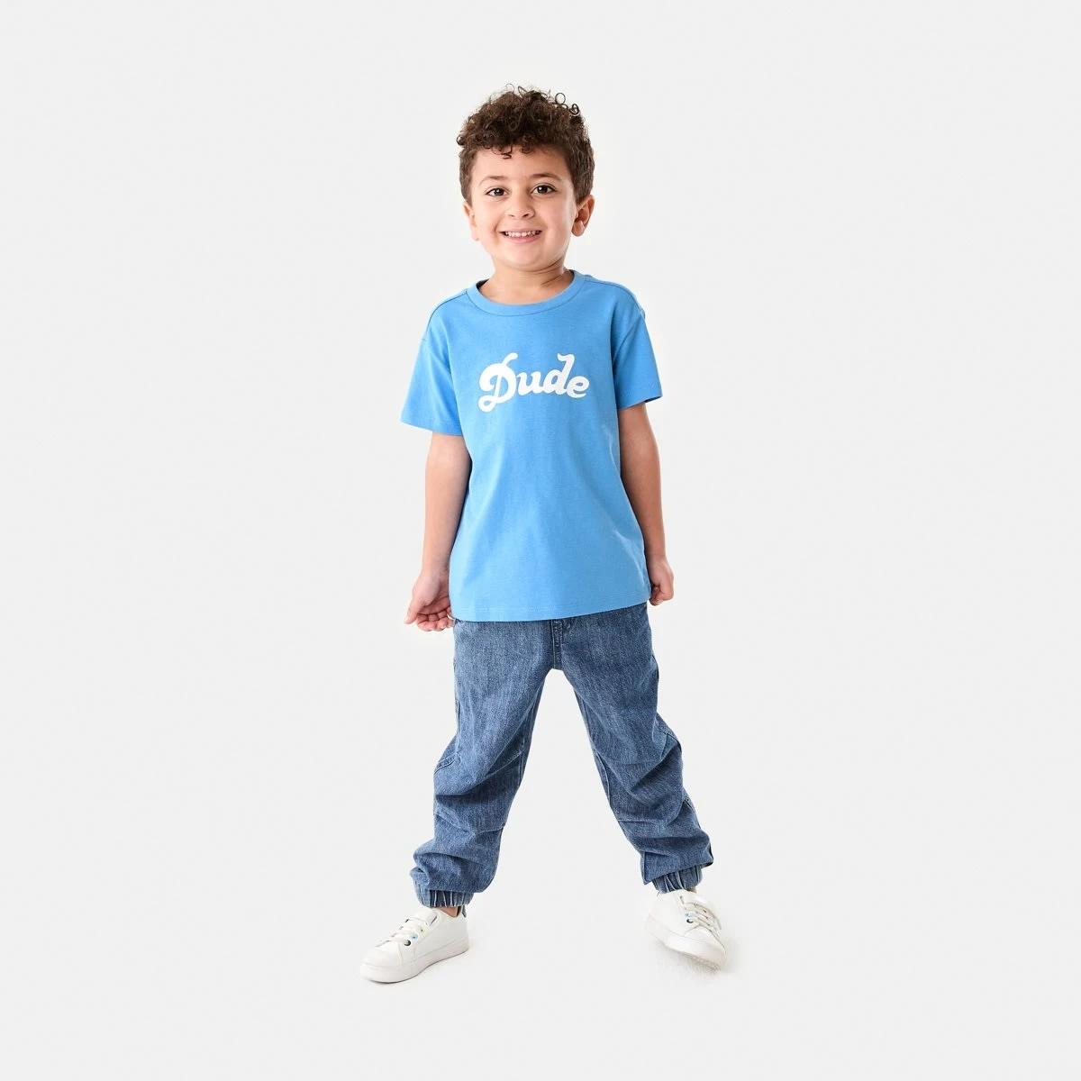 5 Chest Print T-shirt SCRIPT DUDE WASHED BLUE, 5 of 6