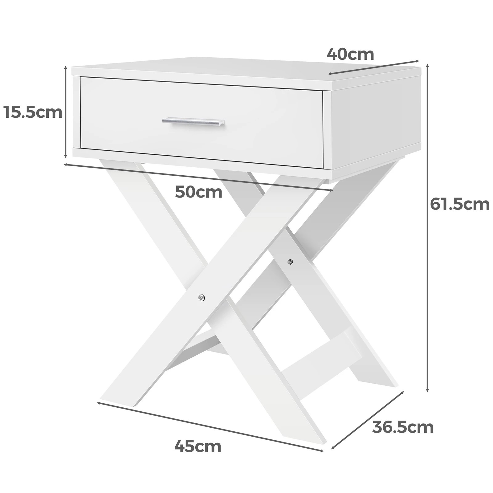 10 Alfordson 2x Bedside Table French Country Nightstand - White, 10 of 10