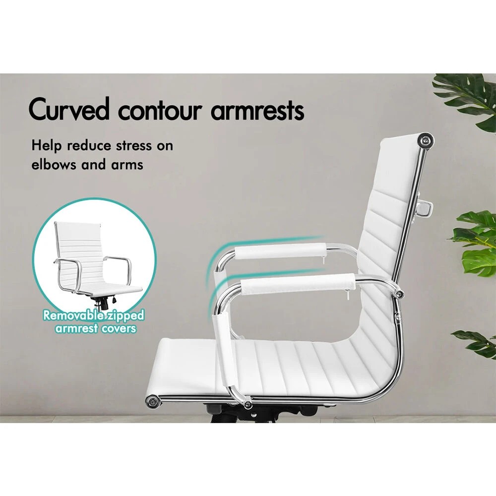 9 Alfordson Office Chair Ergonomic Executive Computer Seat Gaming Mid Back - White, 9 of 10