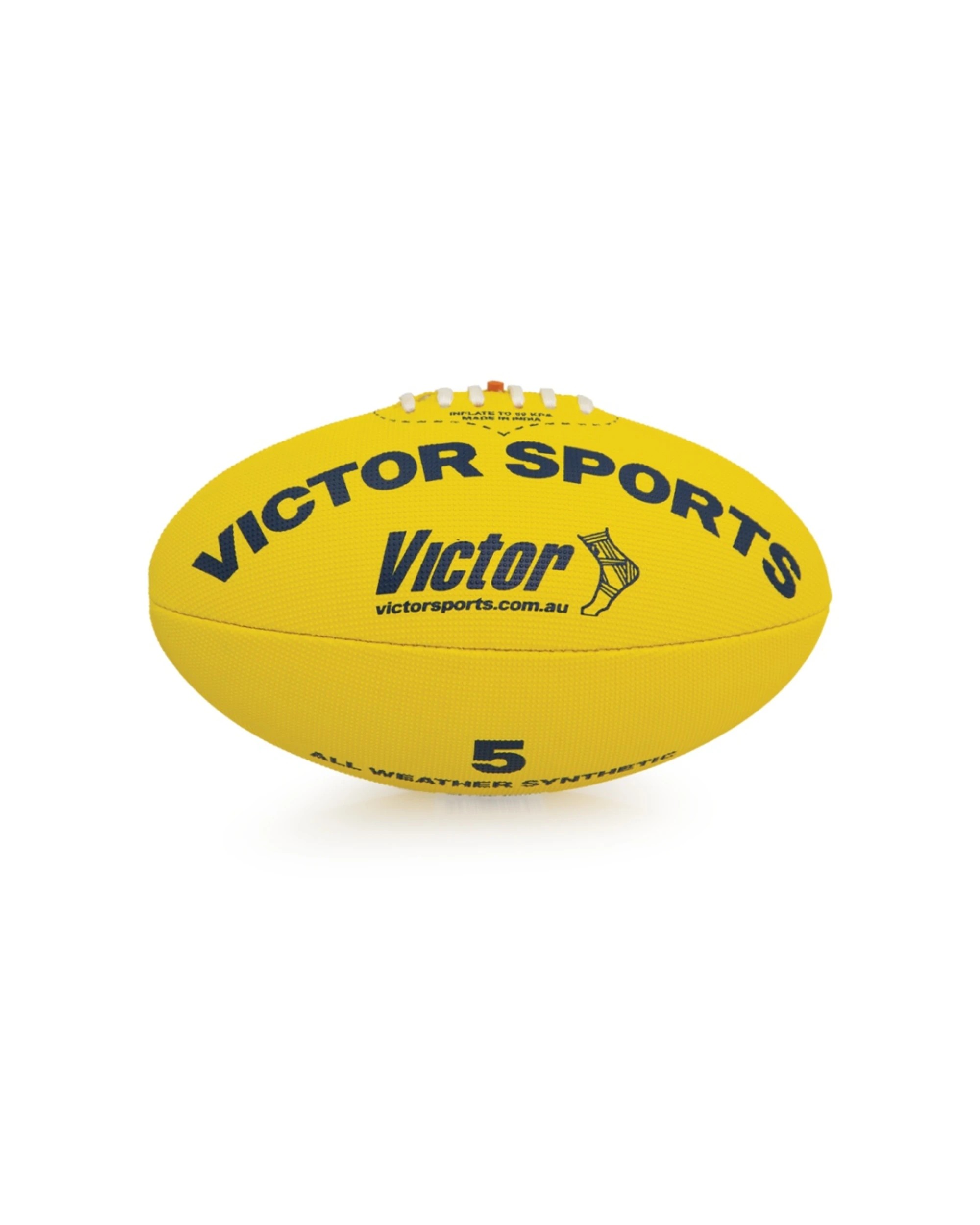 2 Victor Sports Synthetic Football Durable AFL Ball Size 5 Hand-Stitched - Yellow, 2 of 3