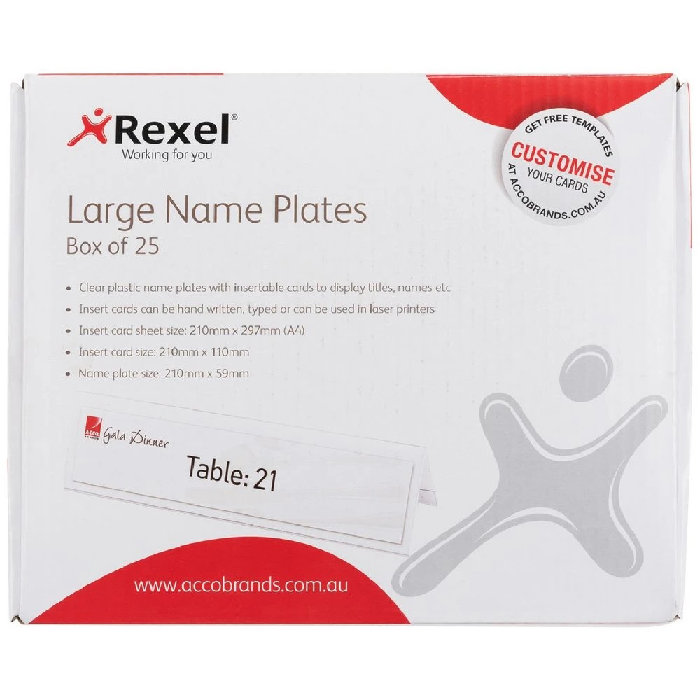 1 Rexel Name Plates 210 x 59mm 25 Pack, 1 of 3