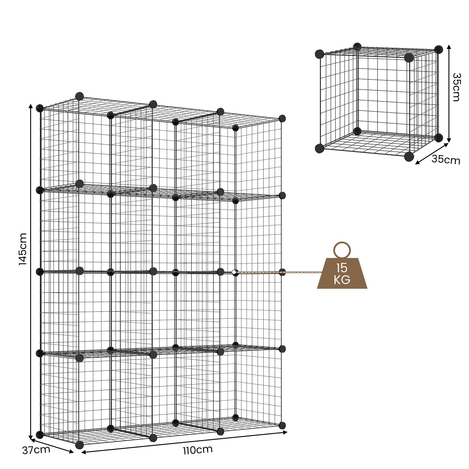 2 Costway 12 Cubes Grid Wire Storage Cabinet DIY Modular Shelf Organizer Rack, 2 of 5