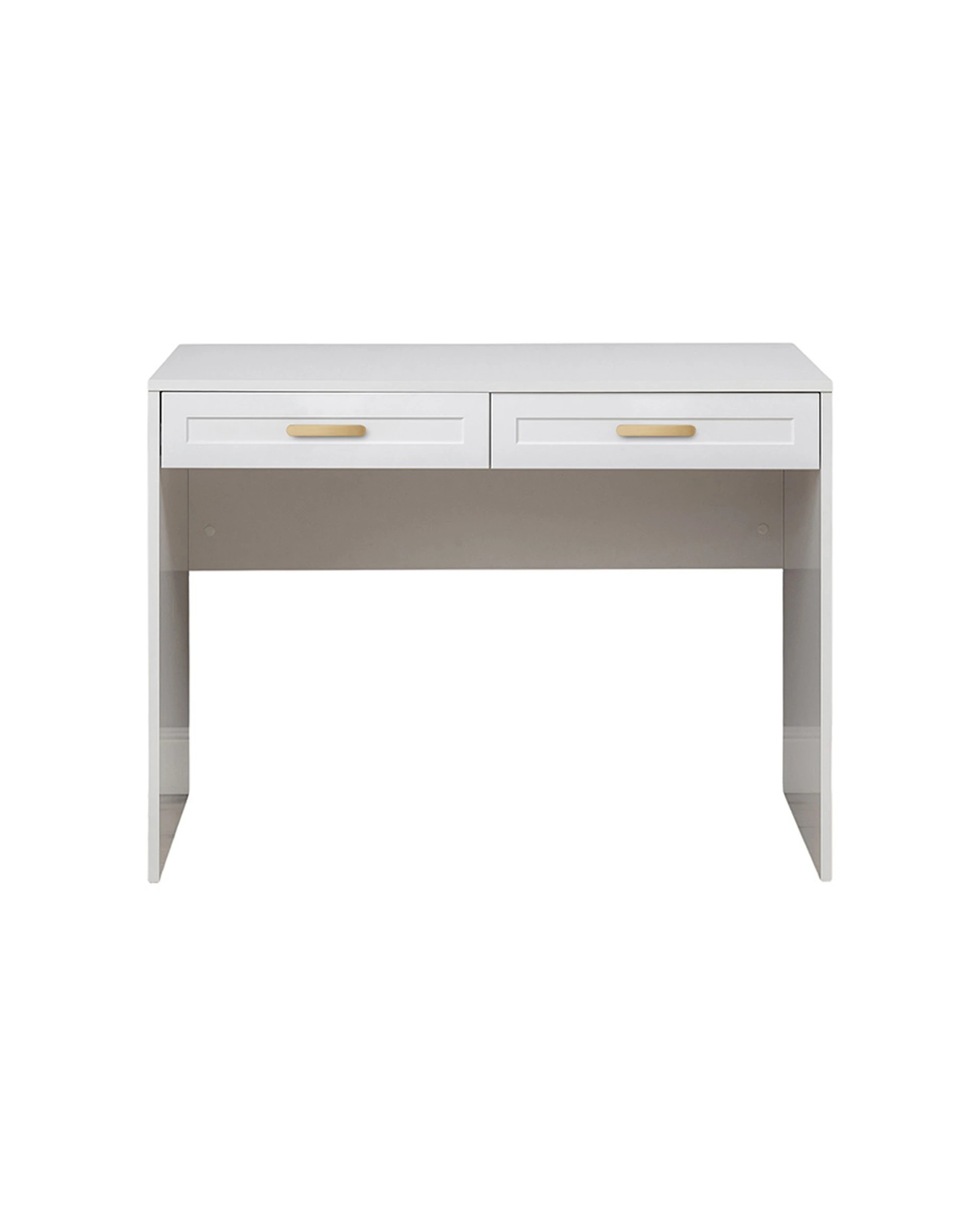 1 European Cabinetry Odessa Hamptons Front Furniture Desk Brass Oval Handle - White, 1 of 2