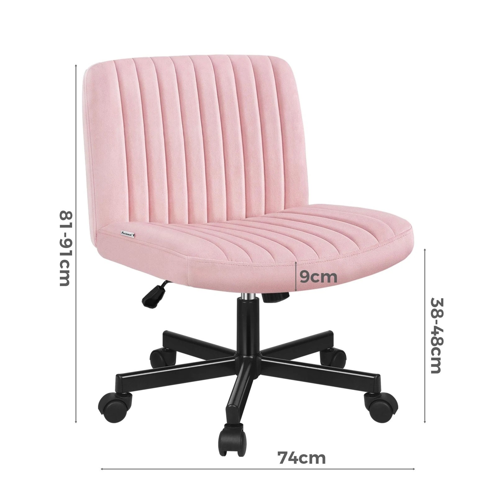 9 Alfordson Office Desk Chair Computer Armless Wide Seat Mid Back Velvet - Pink, 9 of 9