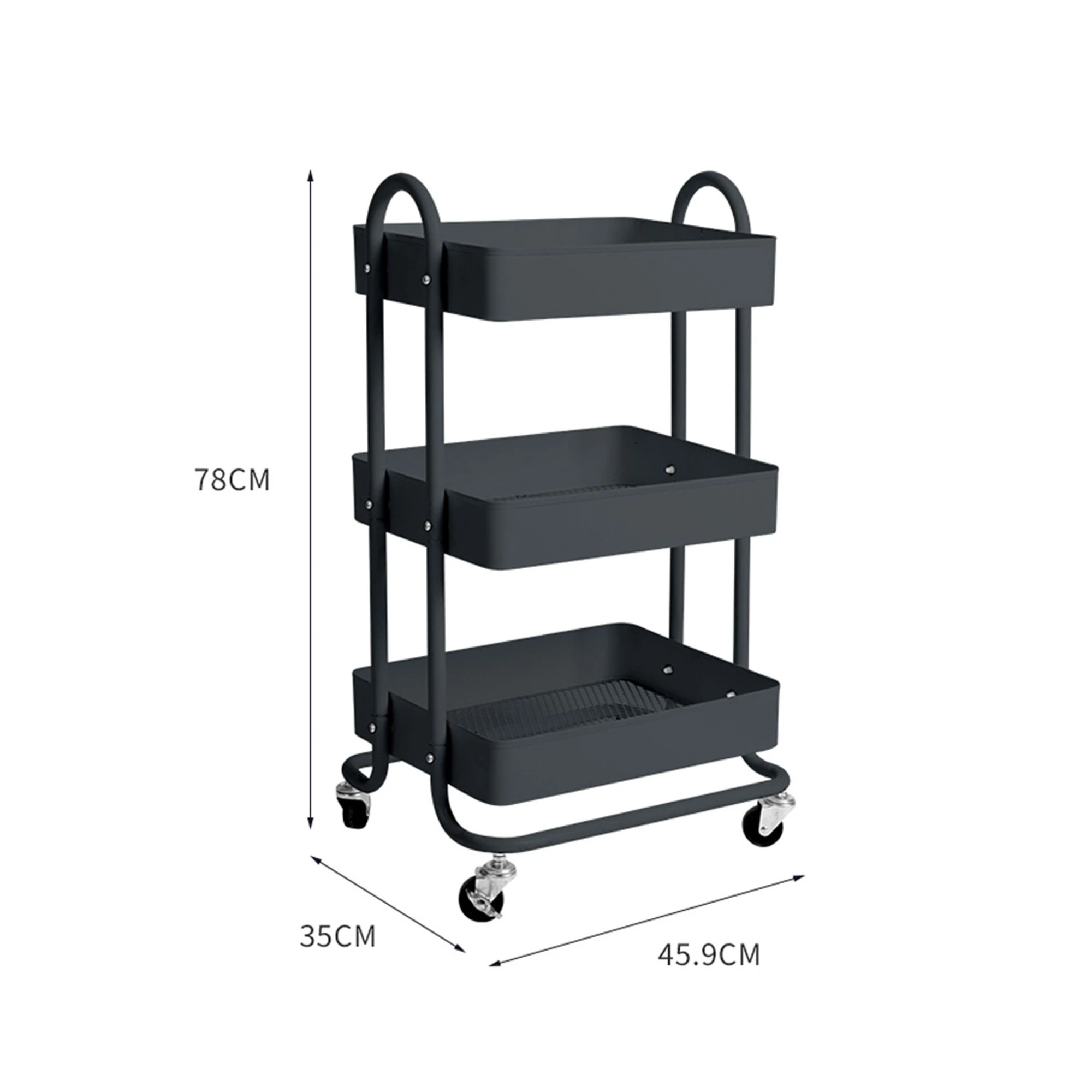 3 Levede 3 Tiers Kitchen Trolley Cart Steel Storage Rack Shelf Organiser Grey, 3 of 6