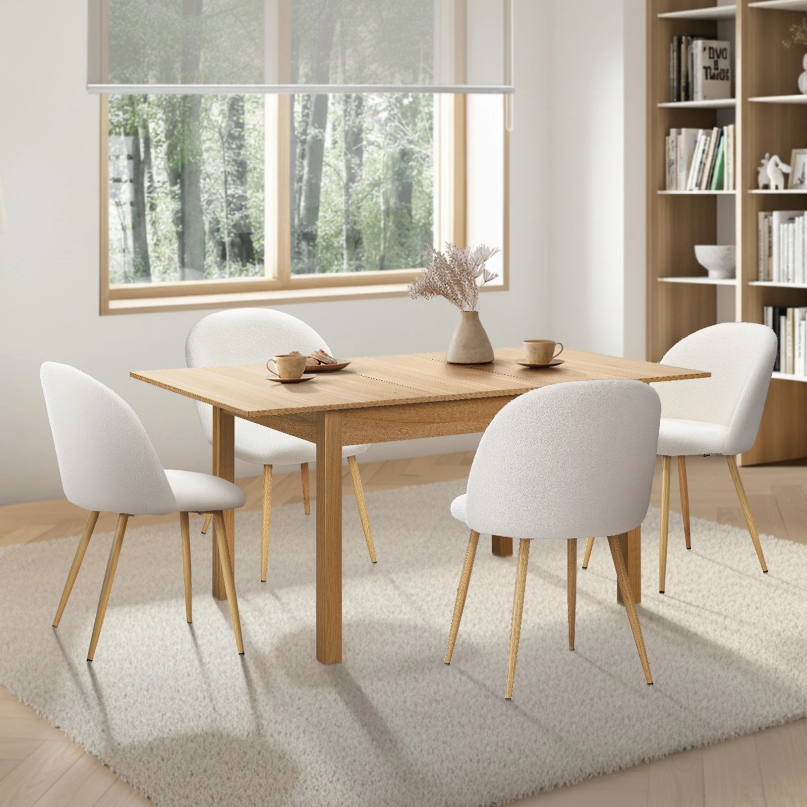 3 Oikiture 5pc Extendable Dining Table and Chairs Kitchen Dining Set - Natural, 3 of 9
