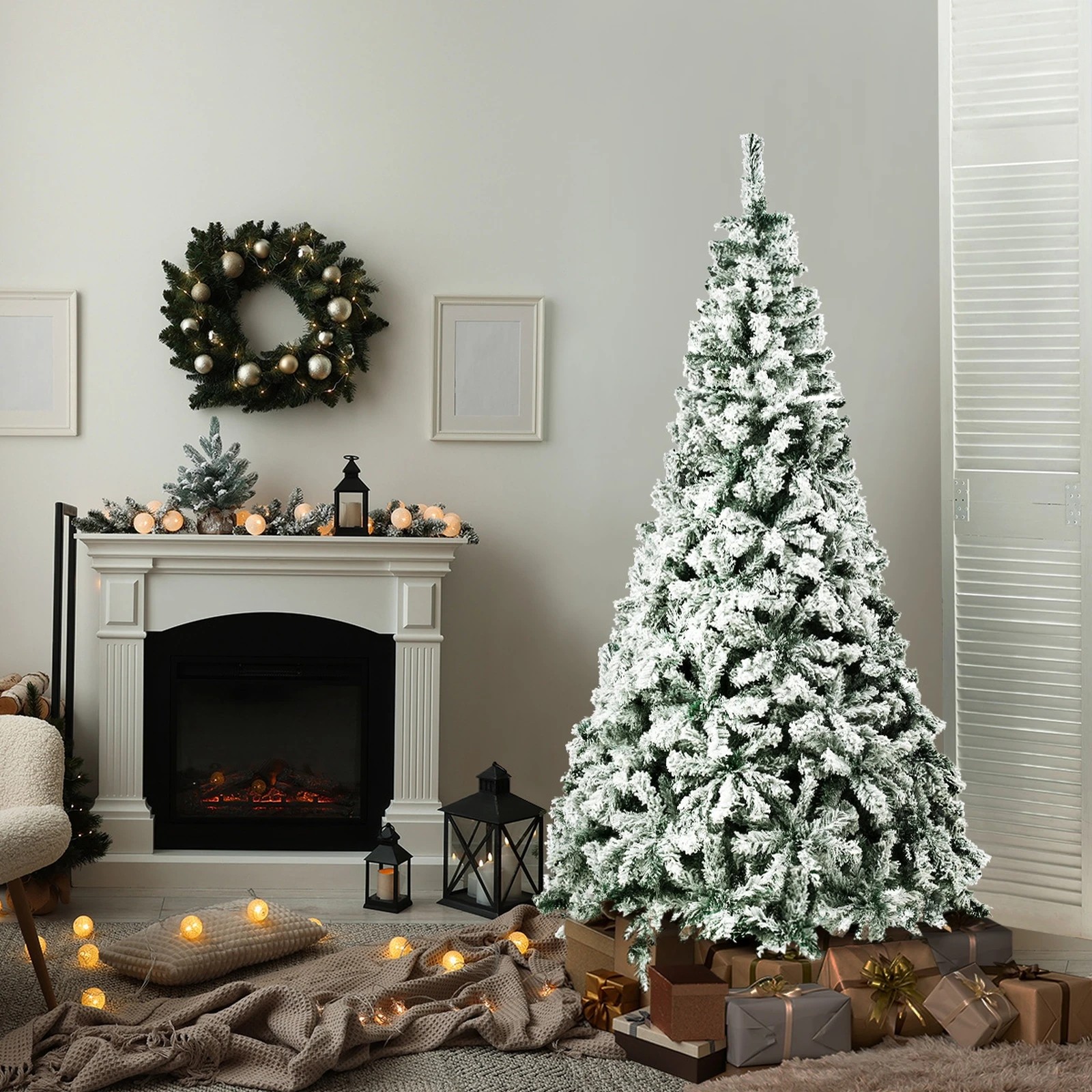 3 Tinseltown Christmas Tree 1.8M 6FT Xmas Trees Decor Snow Flocked 600 Tips - White, 3 of 8