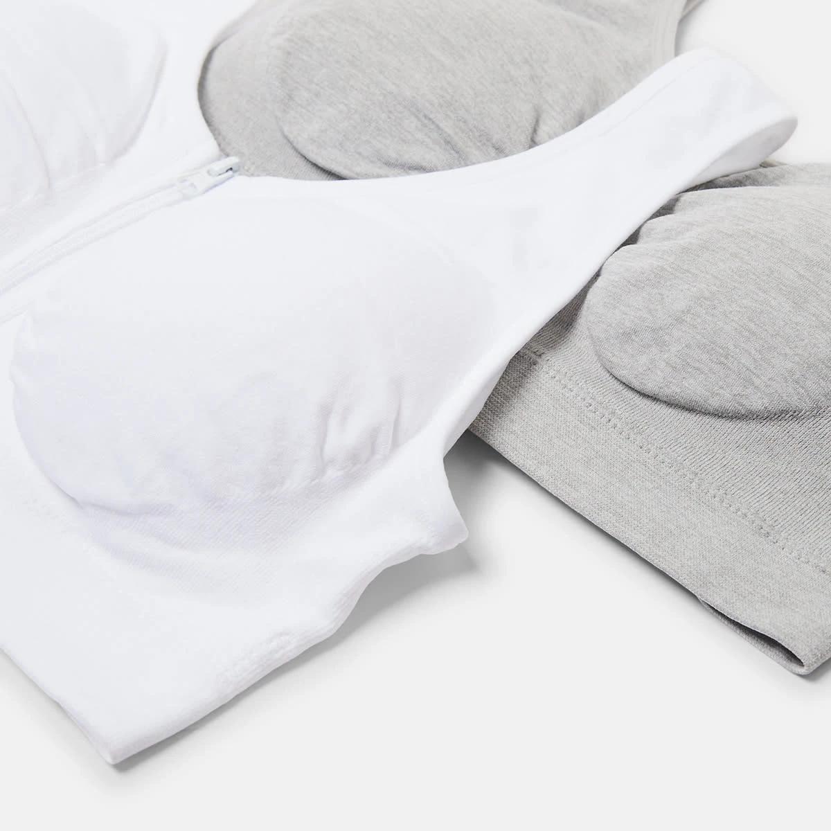 2 2 Pack Wirefree Post Surgery Crop WHITE, GREY MARLE, 2 of 8