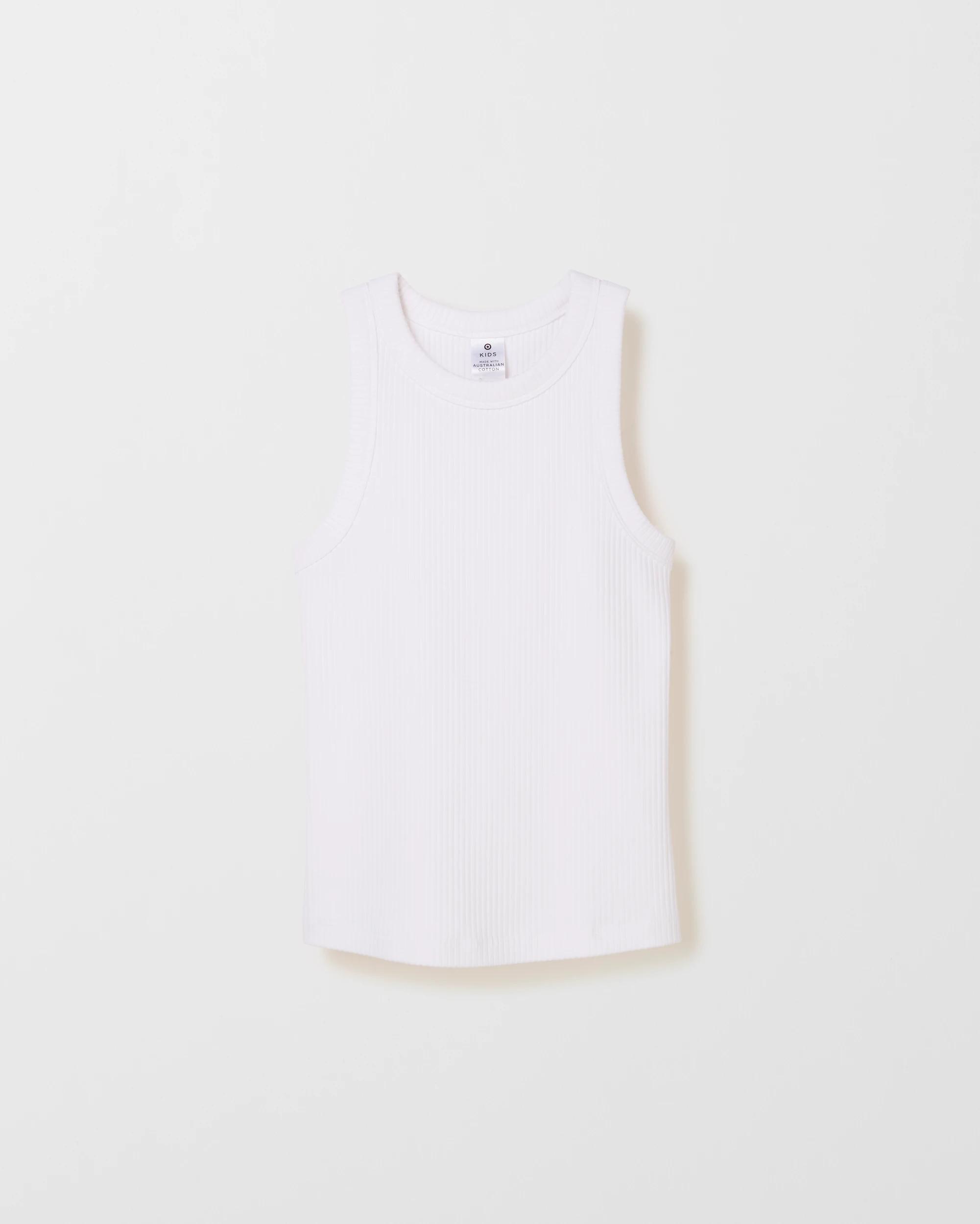 6 Target Australian Cotton Racer Back Rib Tank WHITE, 6 of 7
