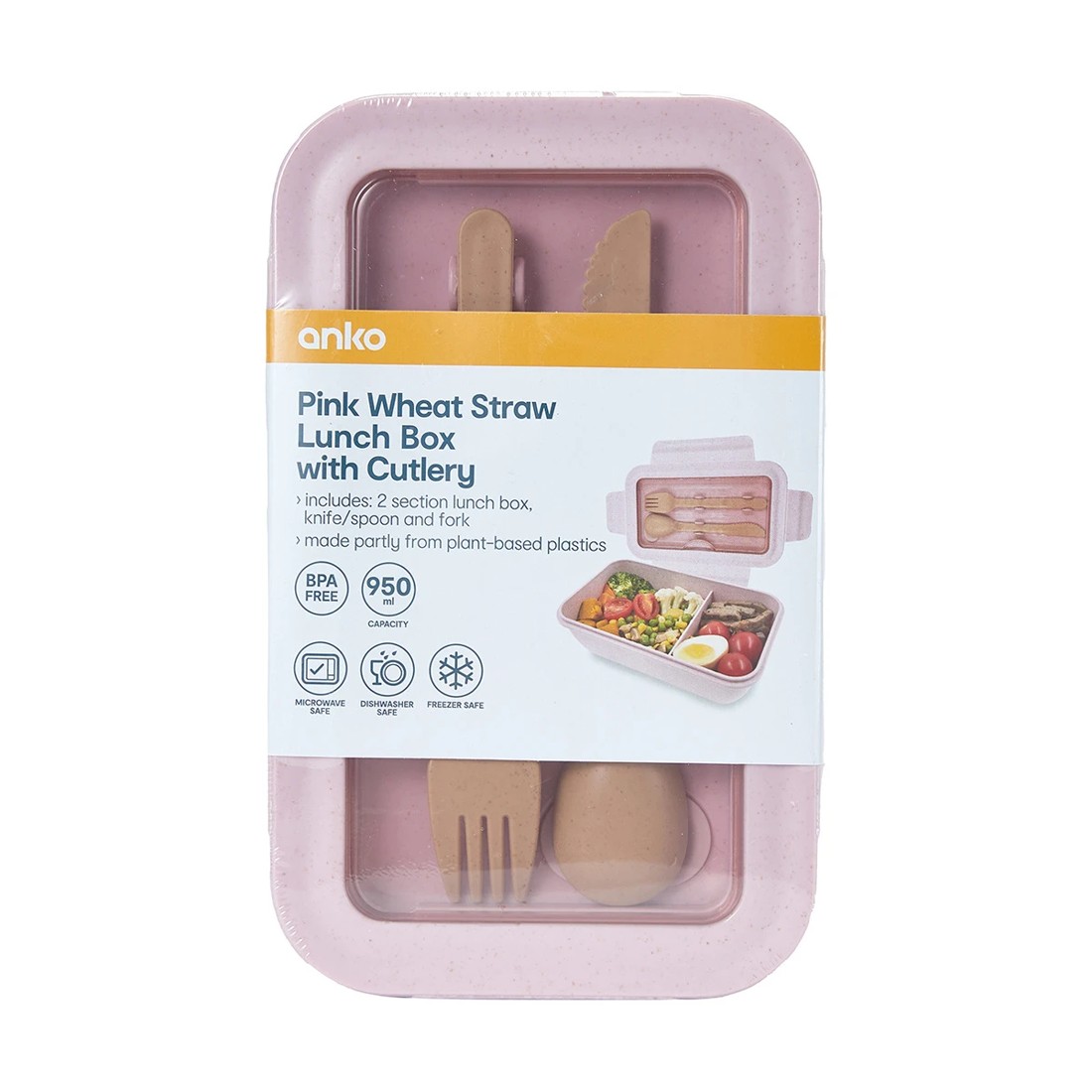 5 Pink Wheat Straw Lunch Box with Cutlery, 5 of 5