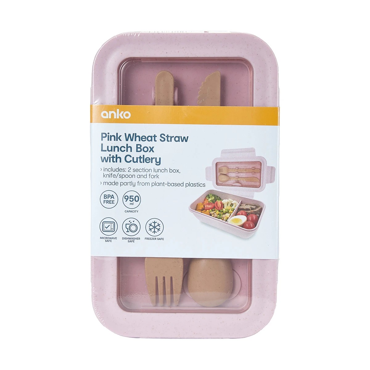 5 Pink Wheat Straw Lunch Box with Cutlery, 5 of 5