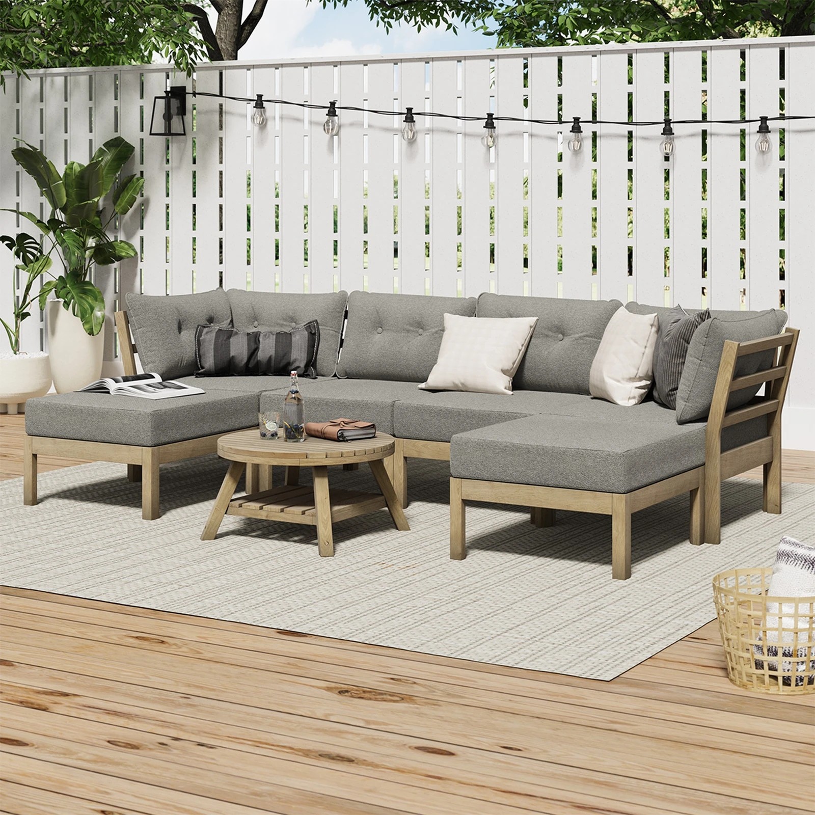 2 Livsip 7 Piece Outdoor Lounge Sofa Set Garden Furniture Dining Table Chairs
 - Beige, 2 of 9