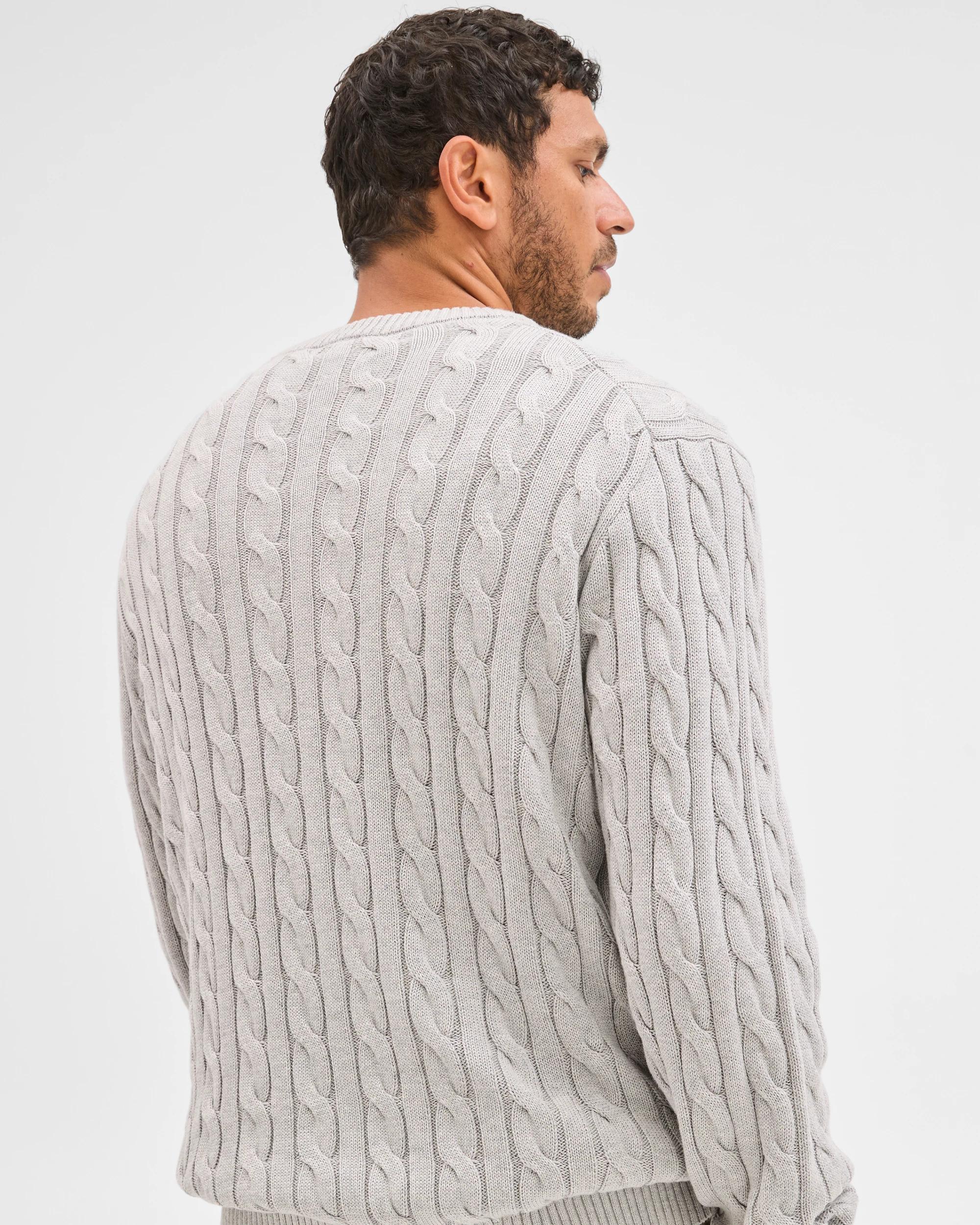 6 Target Man Australian Cotton Midweight Cable Knit Jumper GREY MARLE, 6 of 6