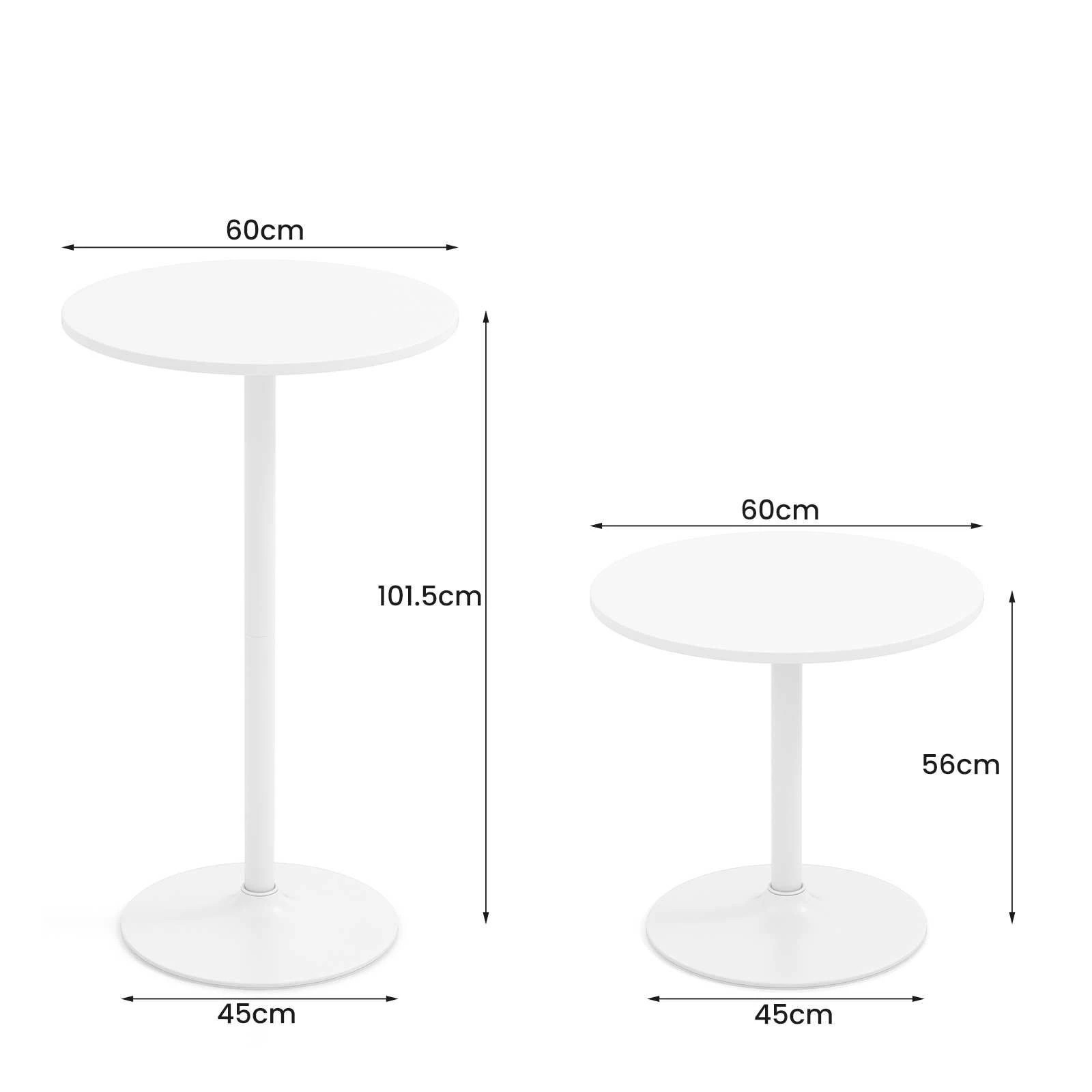 4 Costway 2PCS Bar Table High Round Coffee Table Bistro Cocktail Table Pub Cafe Dining Side Table - White, 4 of 4
