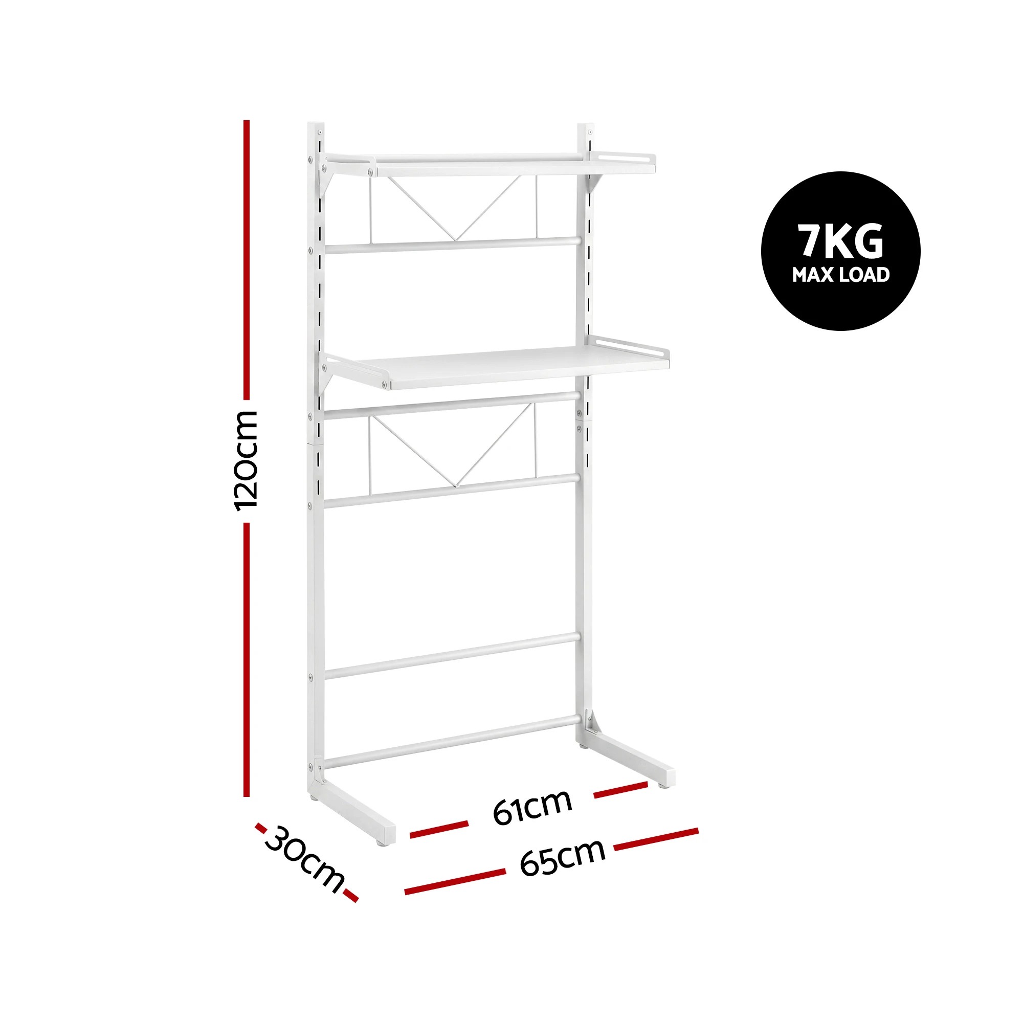 7 Artiss Over Toilet Storage Washing Machine Rack Laundry Shelf 2 Tier Organiser - White, 7 of 8